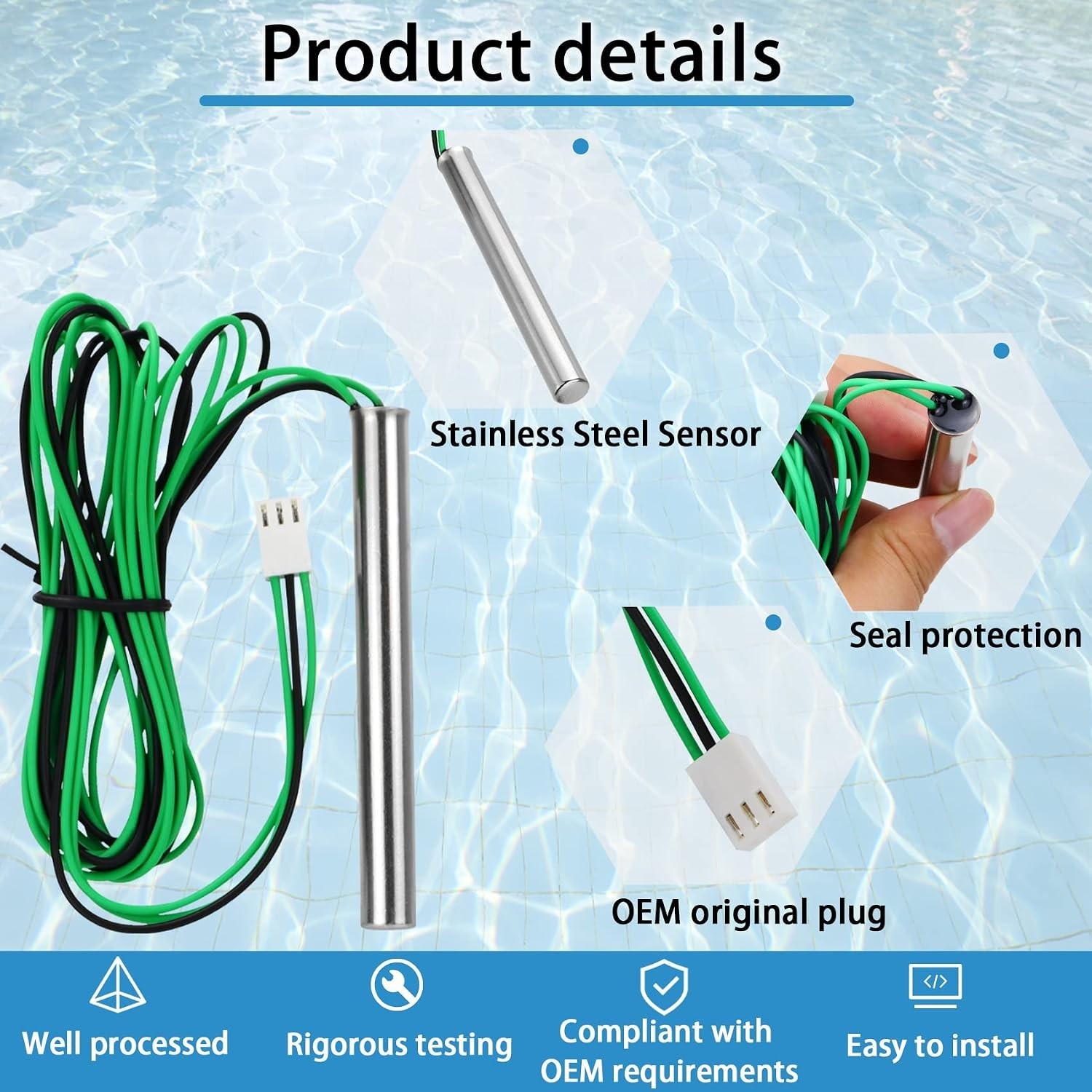 009577F Temperature Sensor for Raypak Heaters 206A-407A | Easy Install 100K NTC