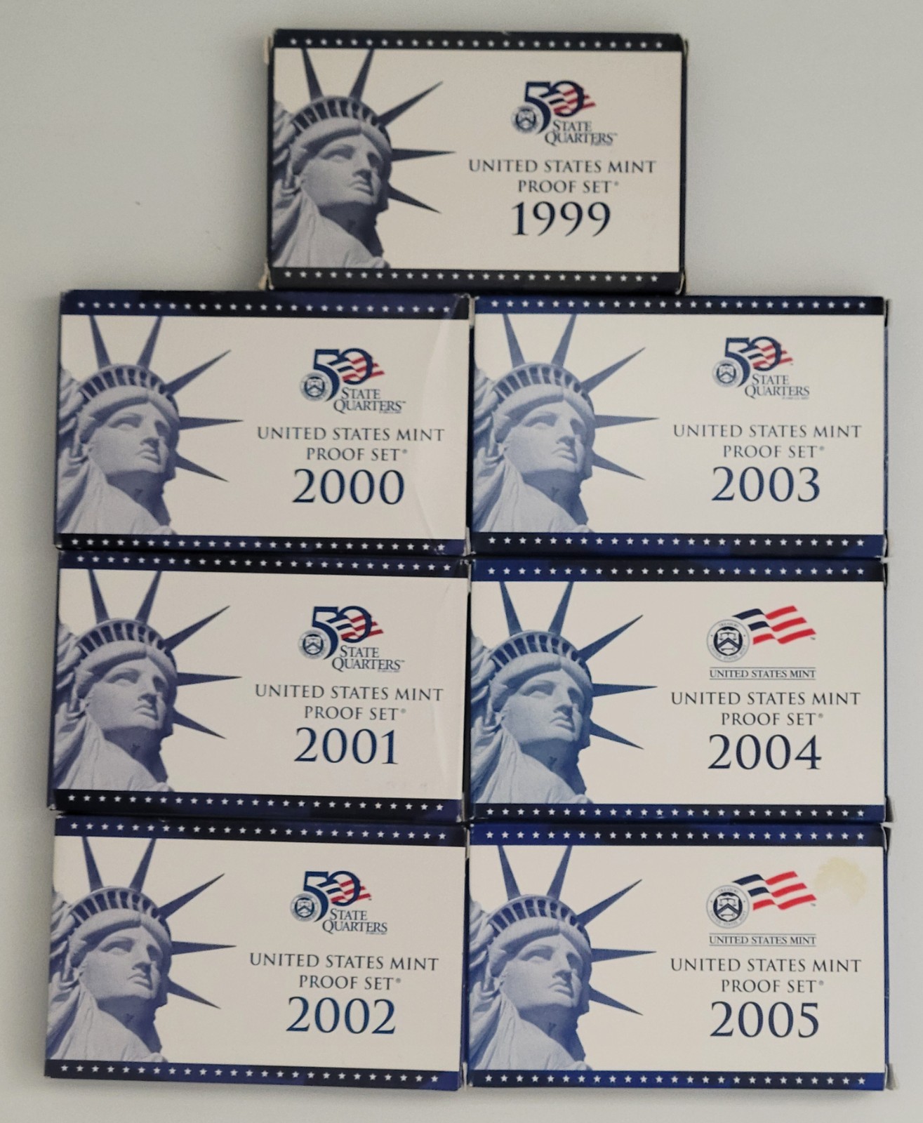 1999-2005 S US Mint Proof Set 7-Year Lot OGP COA State Quarters