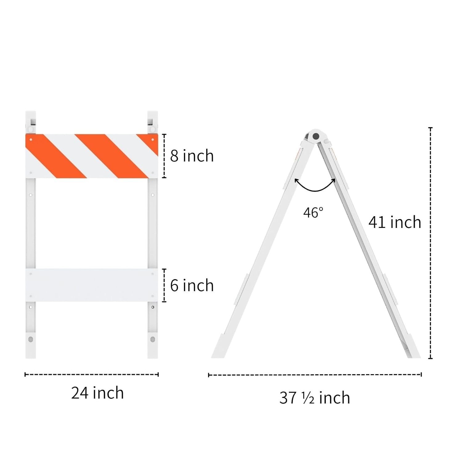1Pack Type I Foldable Traffic Barricade Folding Road with 6"x24" Bottom Panel