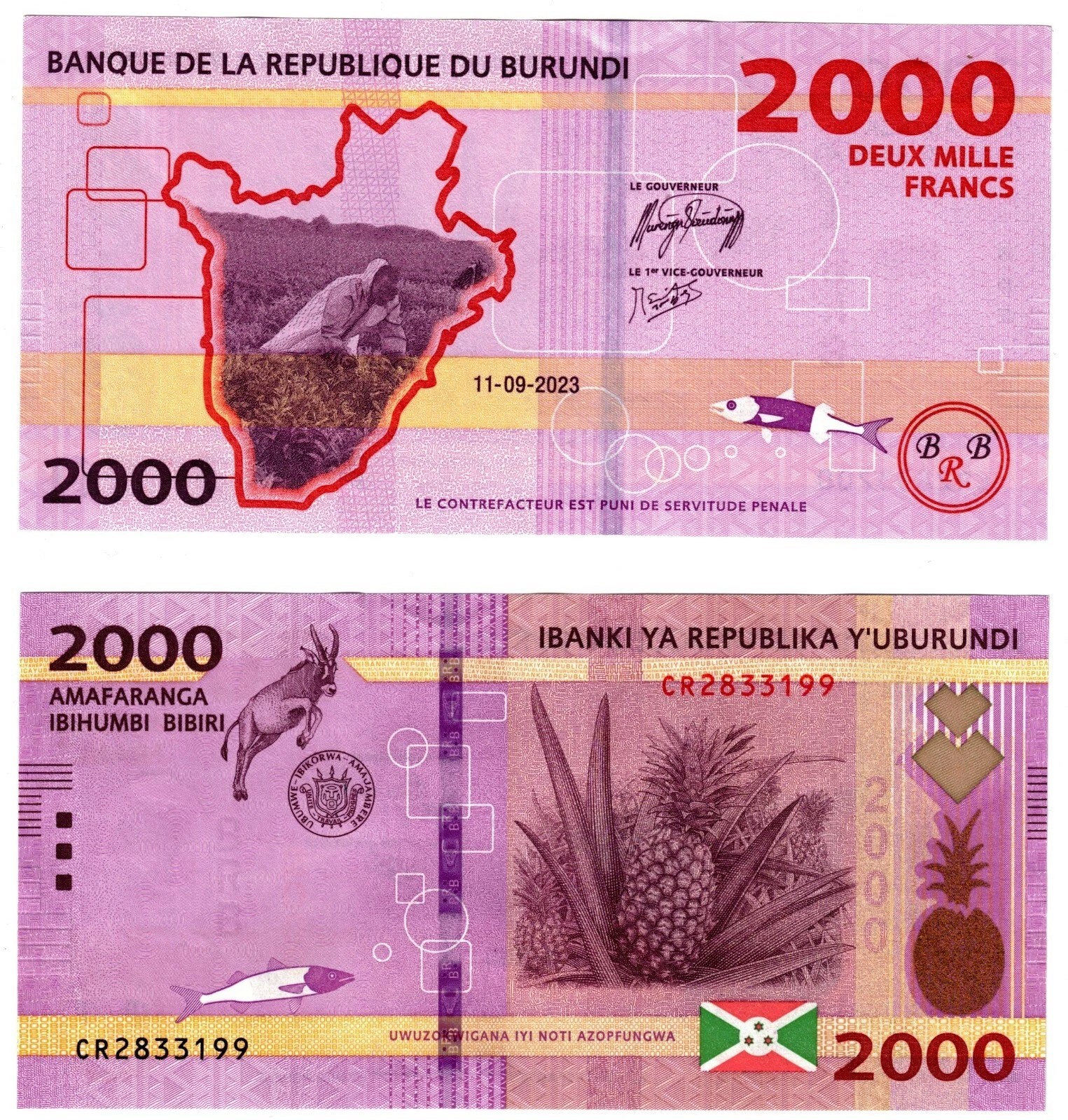 Burundi 2003 2000 Francs Banknote UNC P52c