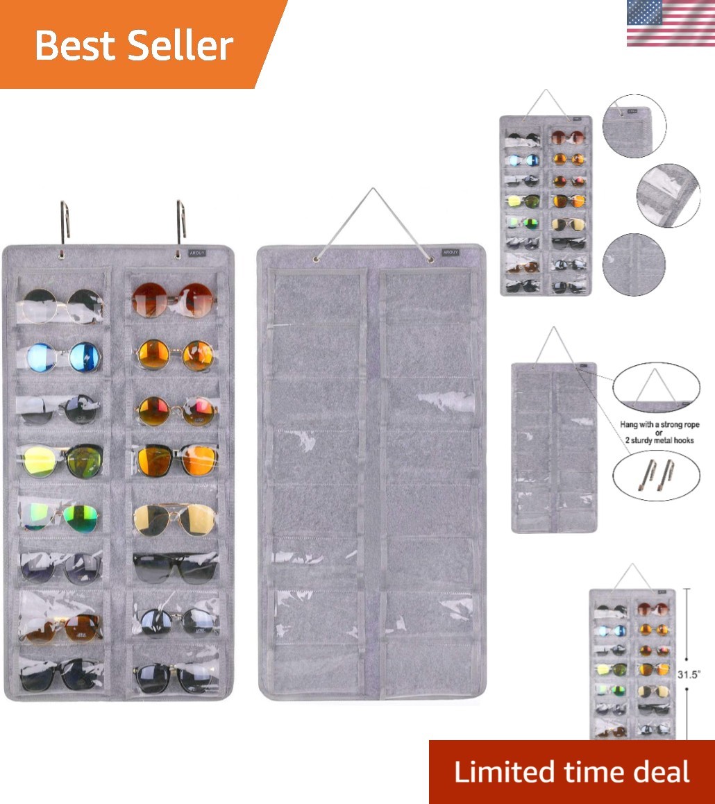 Sunglasses Organizer Storage, Hanging Dust Proof Wall Pocket Glasses Organize...