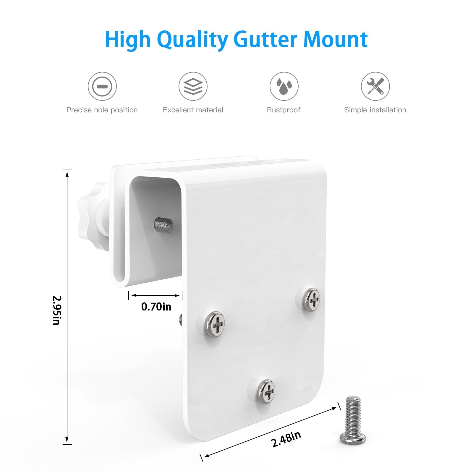 OkeMeeo Gutter Mount Bracket for eufy SoloCam Mount, White,1 Pack