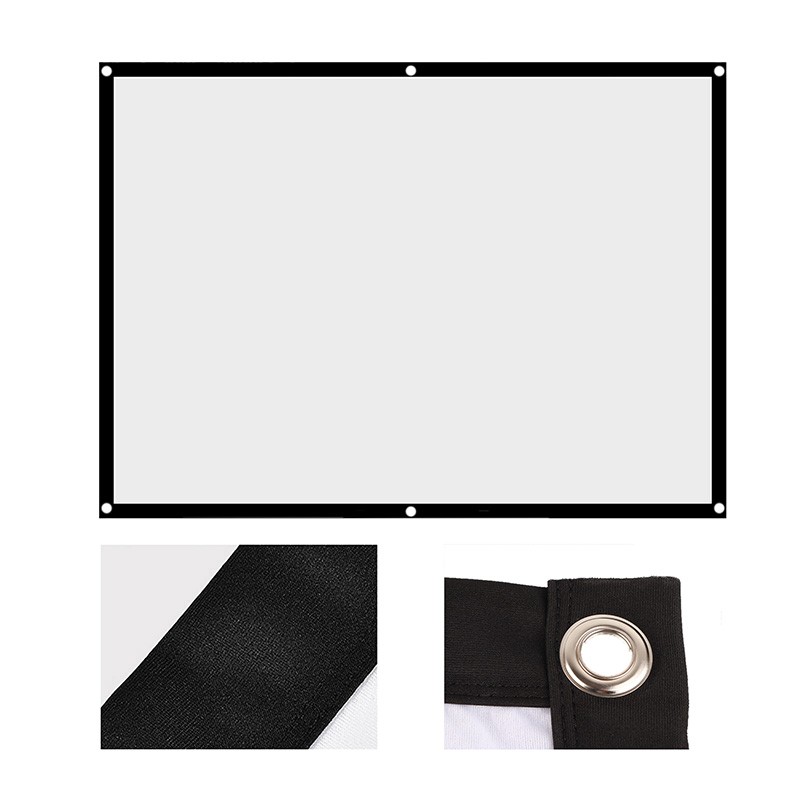 1PC Collapsible Portable Anti-Wrinkle White Projector Curtain, 4:3 Viewing Ratio