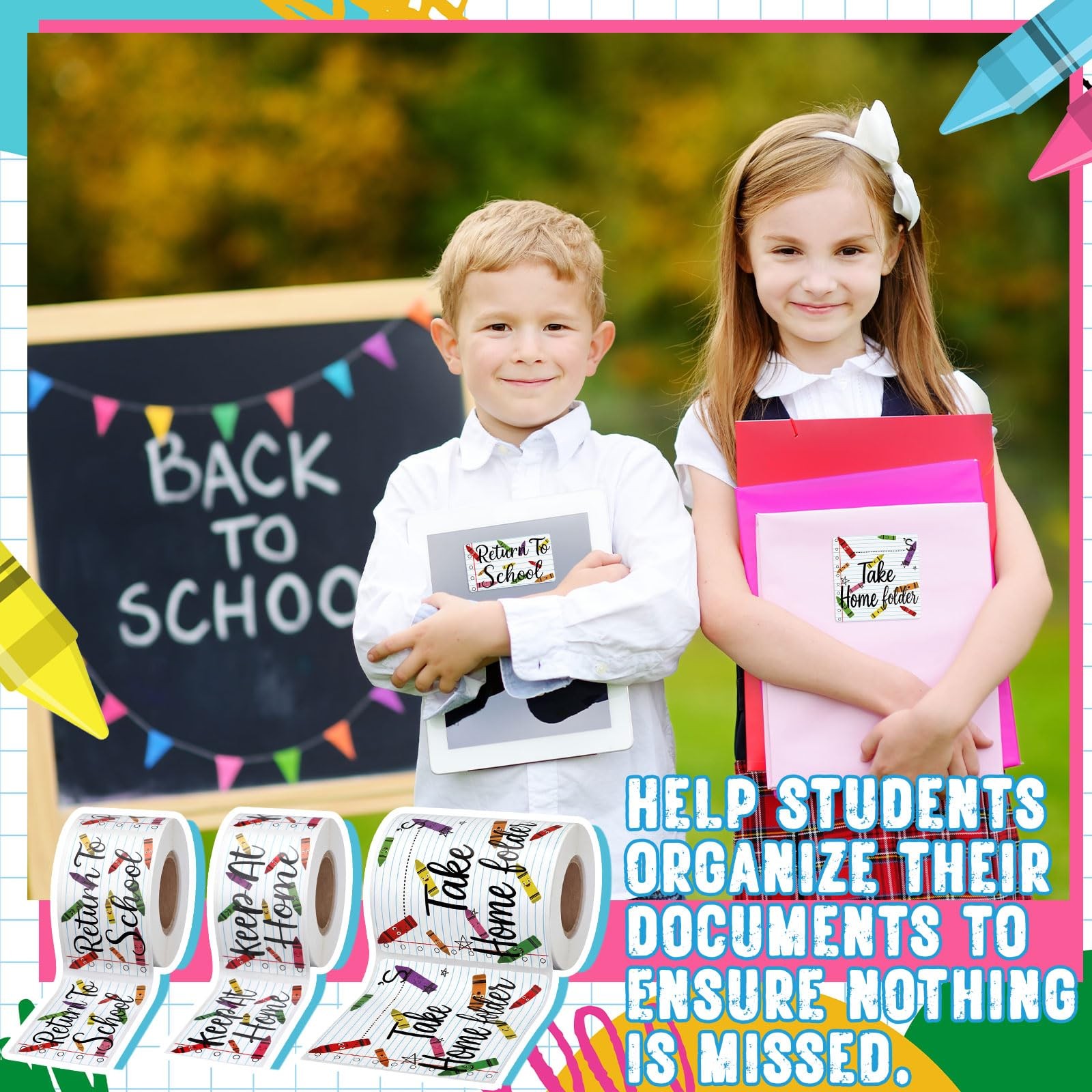 600 Pcs 3 Rolls Student Homework Folder Labels Take Home Folder Return to Sch...