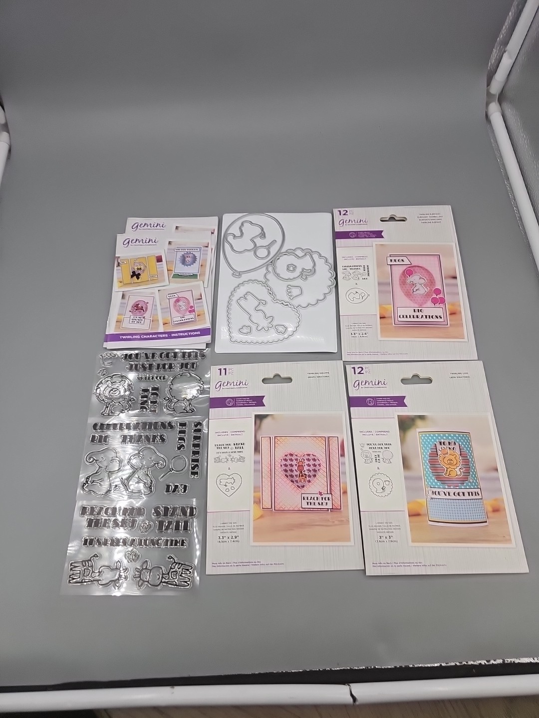 Lot of 3 Twirling Stamp & Die Elephant Giraffe Lion Crafter's Companion  Open Bx