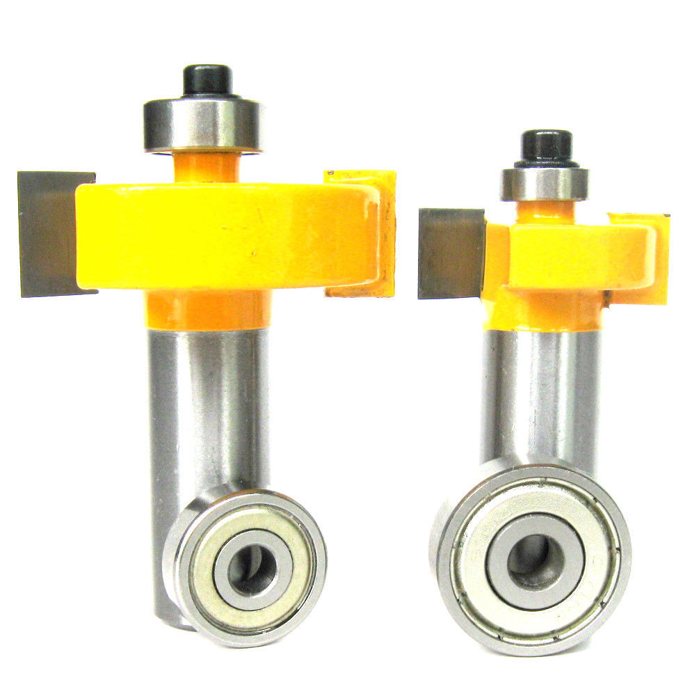 2 pc 1/2" Shank 1/2", 3/8" Rabbeting & Slotting Router Bit w/2pc Bearings Set