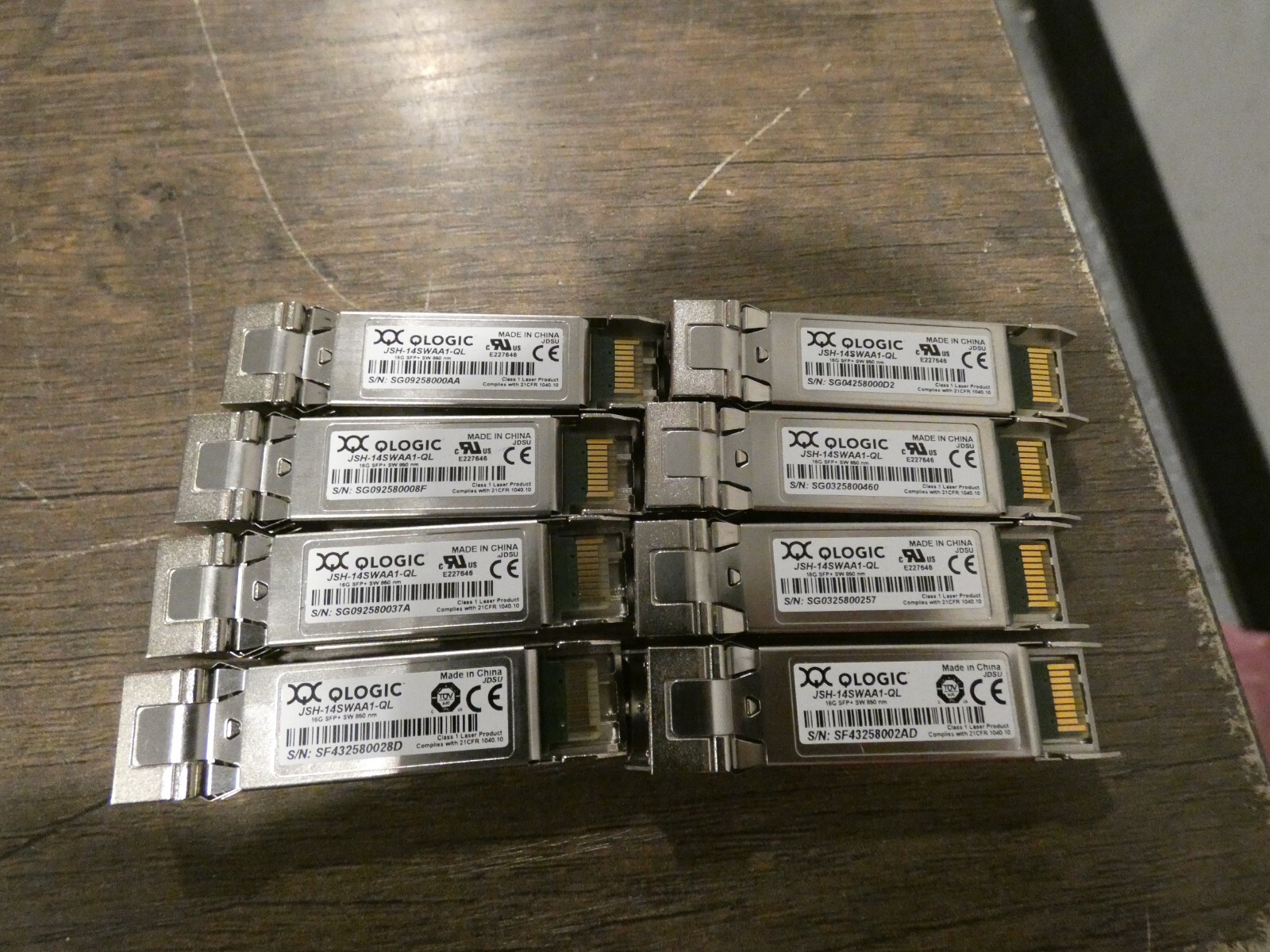 (Lot of 8) QLogic JSH-14SWAA1-QL 16Gb SFP+ FC SR MMF 850nm Transceiver Module