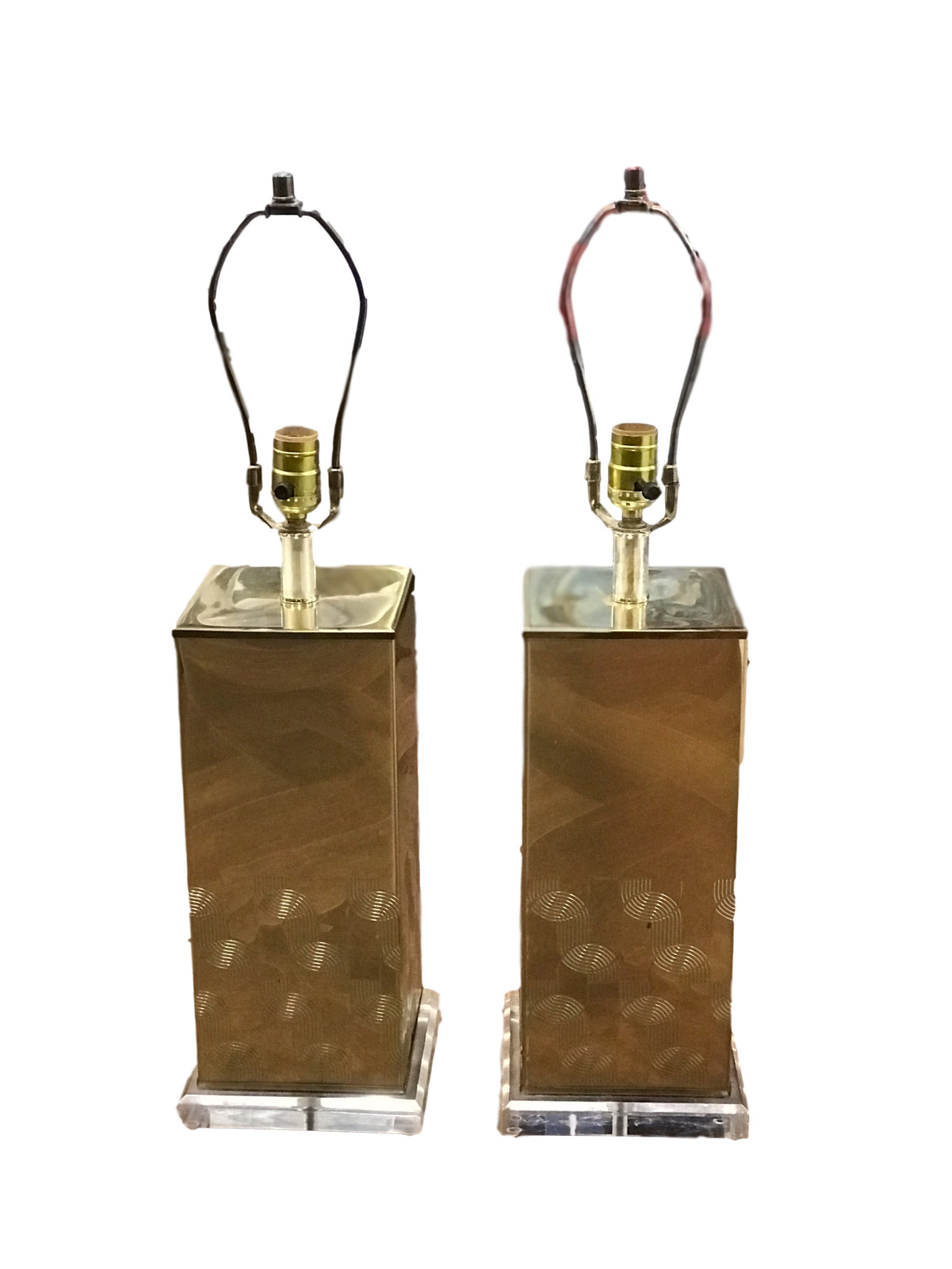 Pair of Squared Brass Lamps