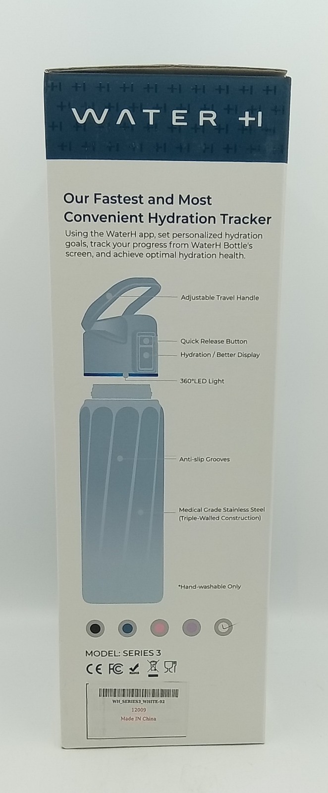 WaterH BOOST Smart Water Bottle 32 oz White