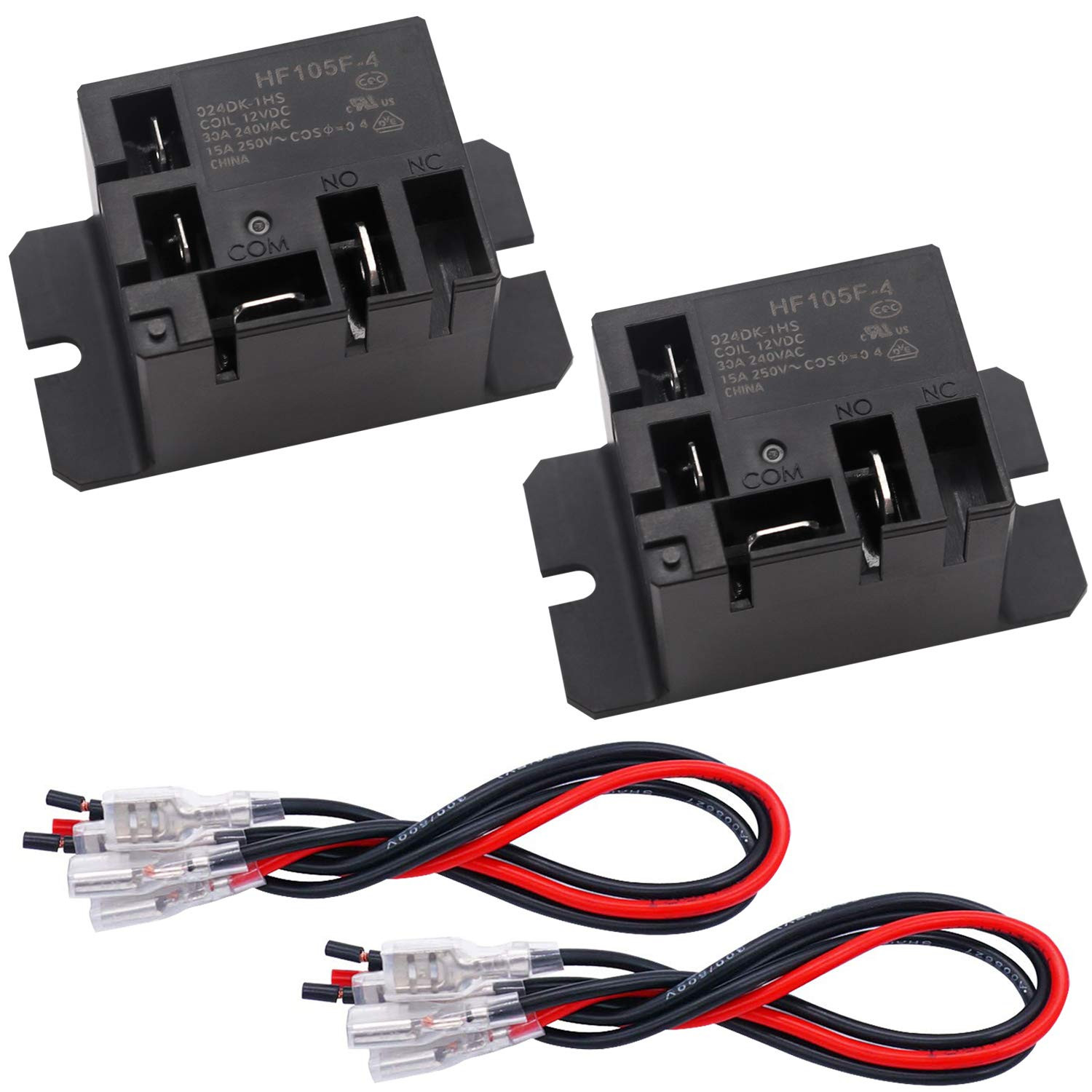 2PCS Power Relay SPST(1 NO) DC12V Coil, 30A SPST 120 VAC with Flange Mounting an