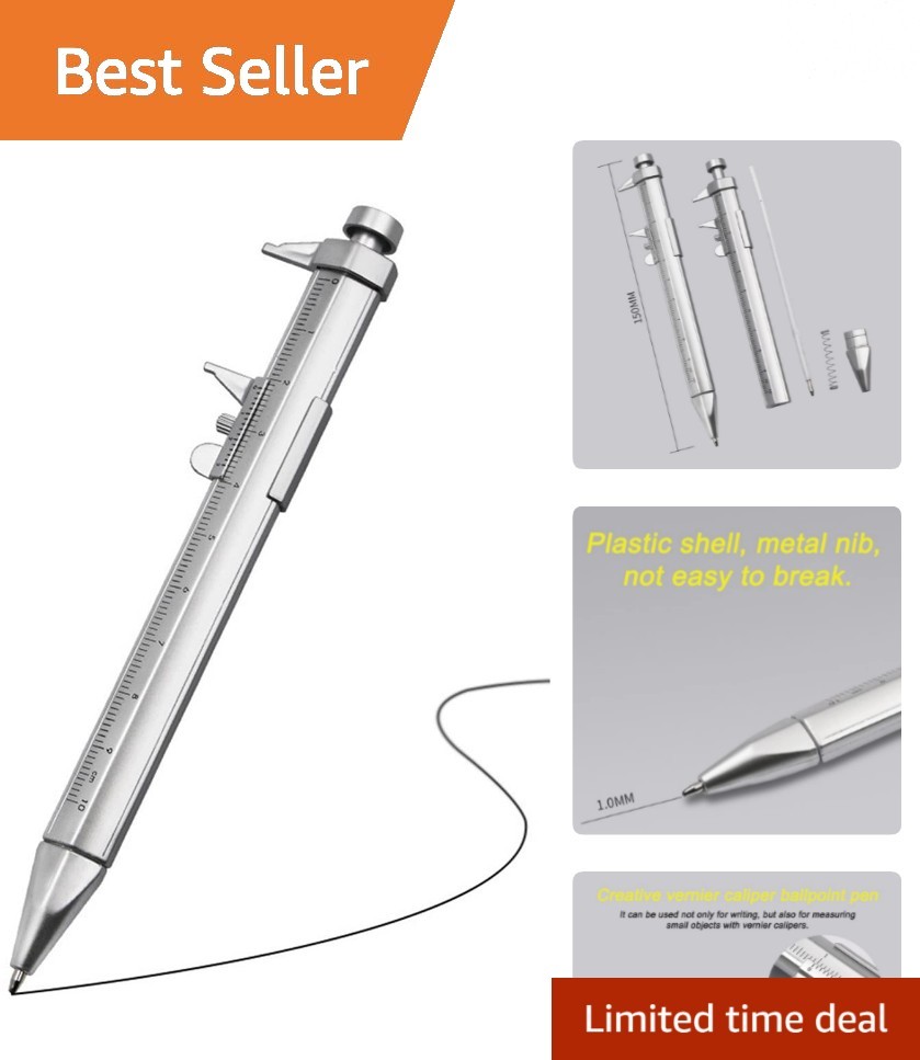 Multifunctional Vernier Caliper Ballpoint Pen - Smooth Writing & Measuring Tool