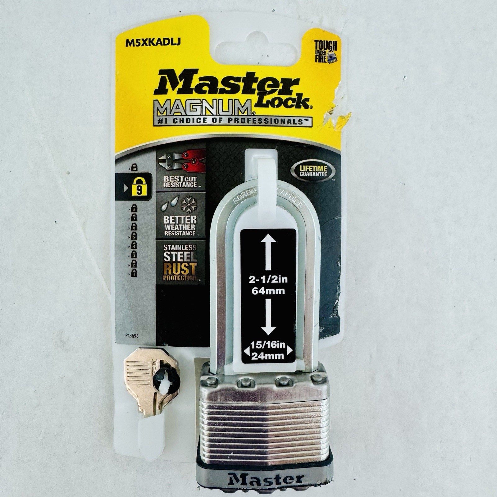 Master Lock Magnum Pad Lock 2.5in x 15/16in M5XKADLJ Stainless Steel