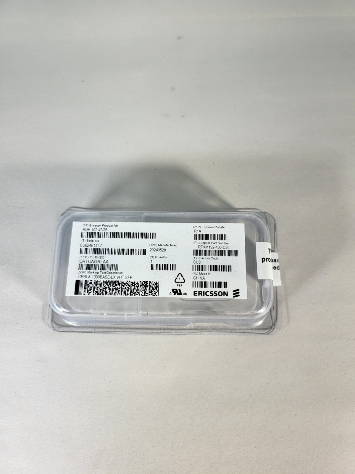 Ericsson CPRI 1000BASE-LX VHT SPF RDH102 47/25 New Sealed