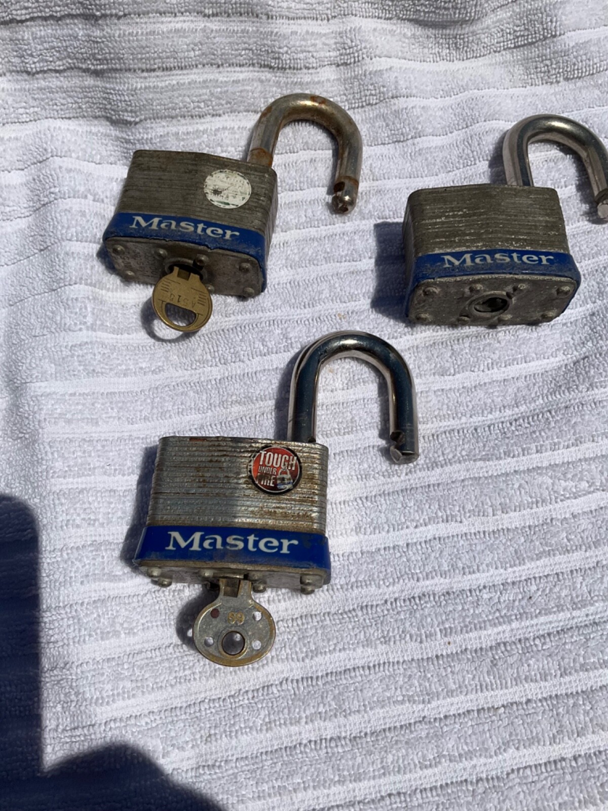 Lot of 3 Master Lock Padlock No 5 Body Keyed USA Made Keyed the Same