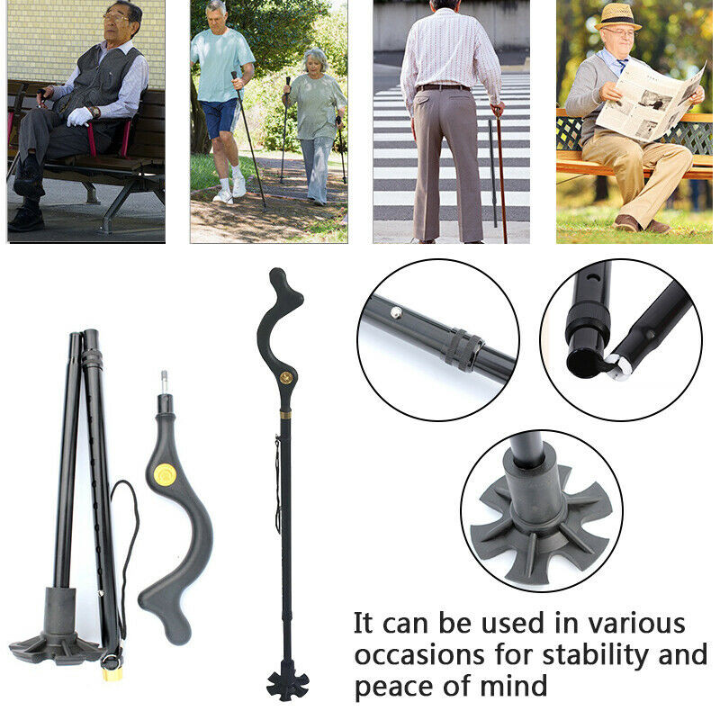 2pcs Straight Posture Cane Adjustable Height Walking Stick Foldable Hiking Pole