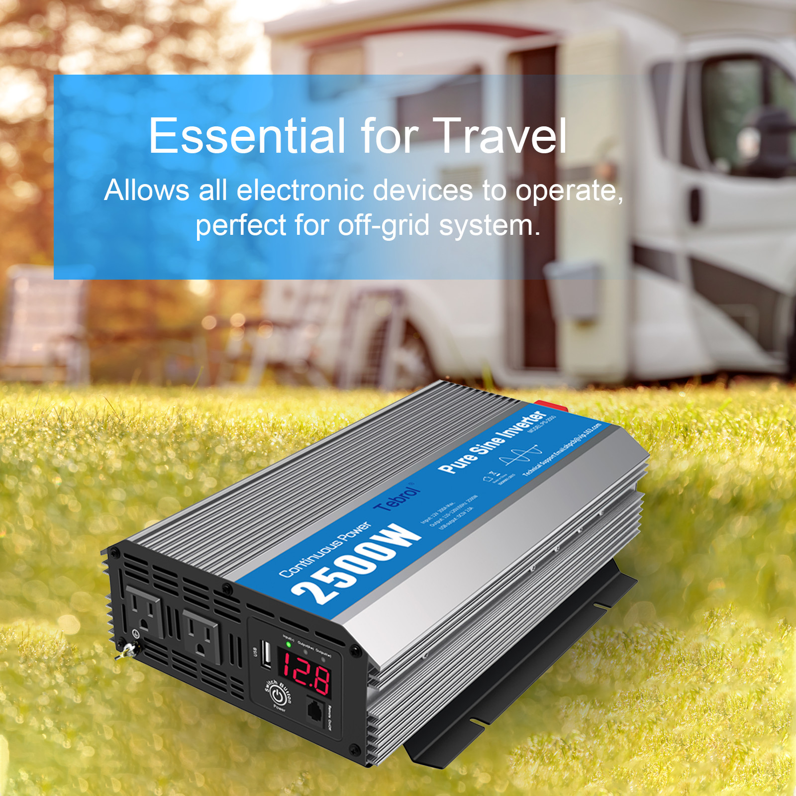 2500 Watt Inverter Pure Sine Wave Car Power Inverter 12V to 110V /120V Inverter