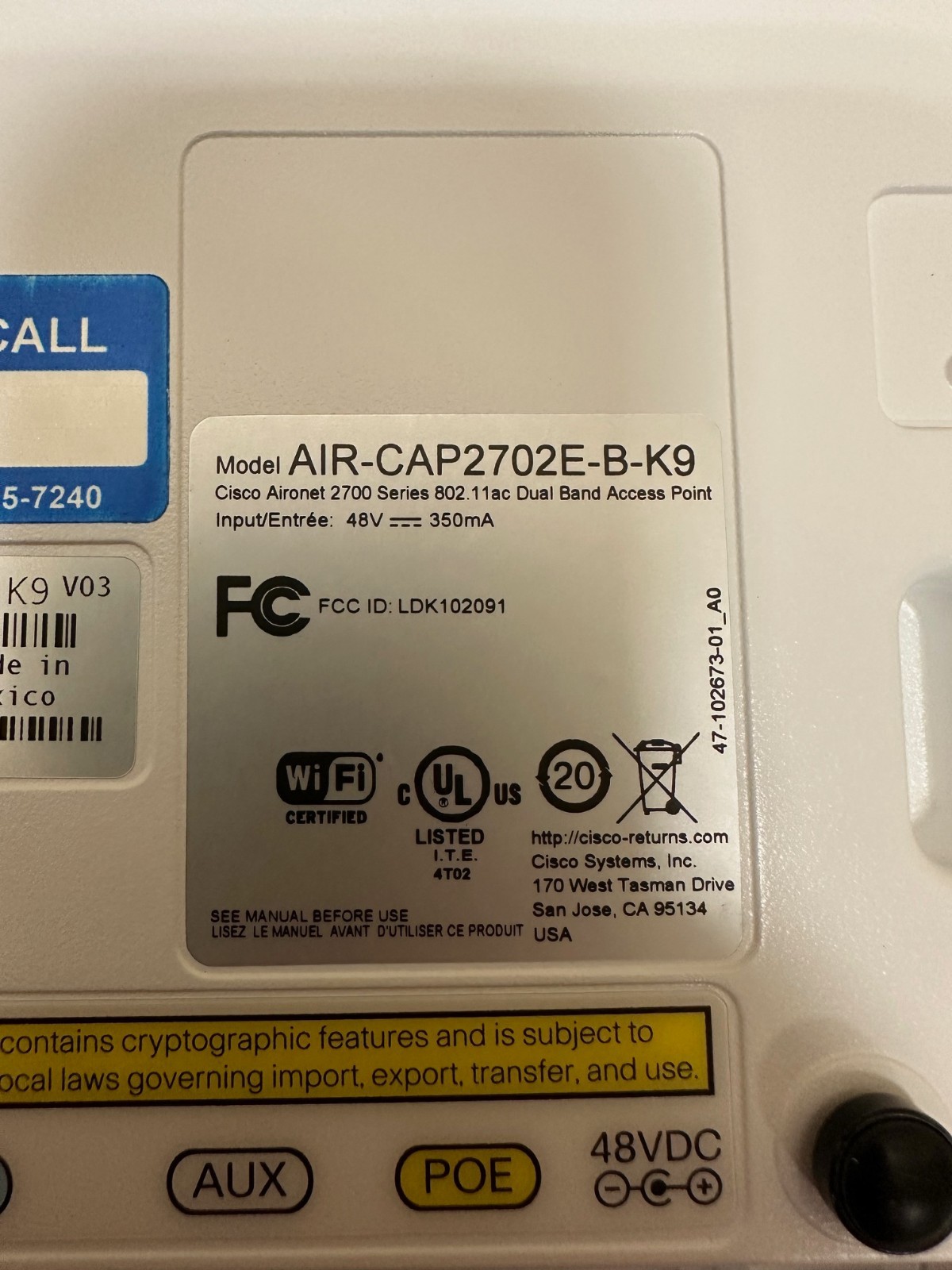 CISCO AIR-CAP2702E-B-K9 Wireless Access Port