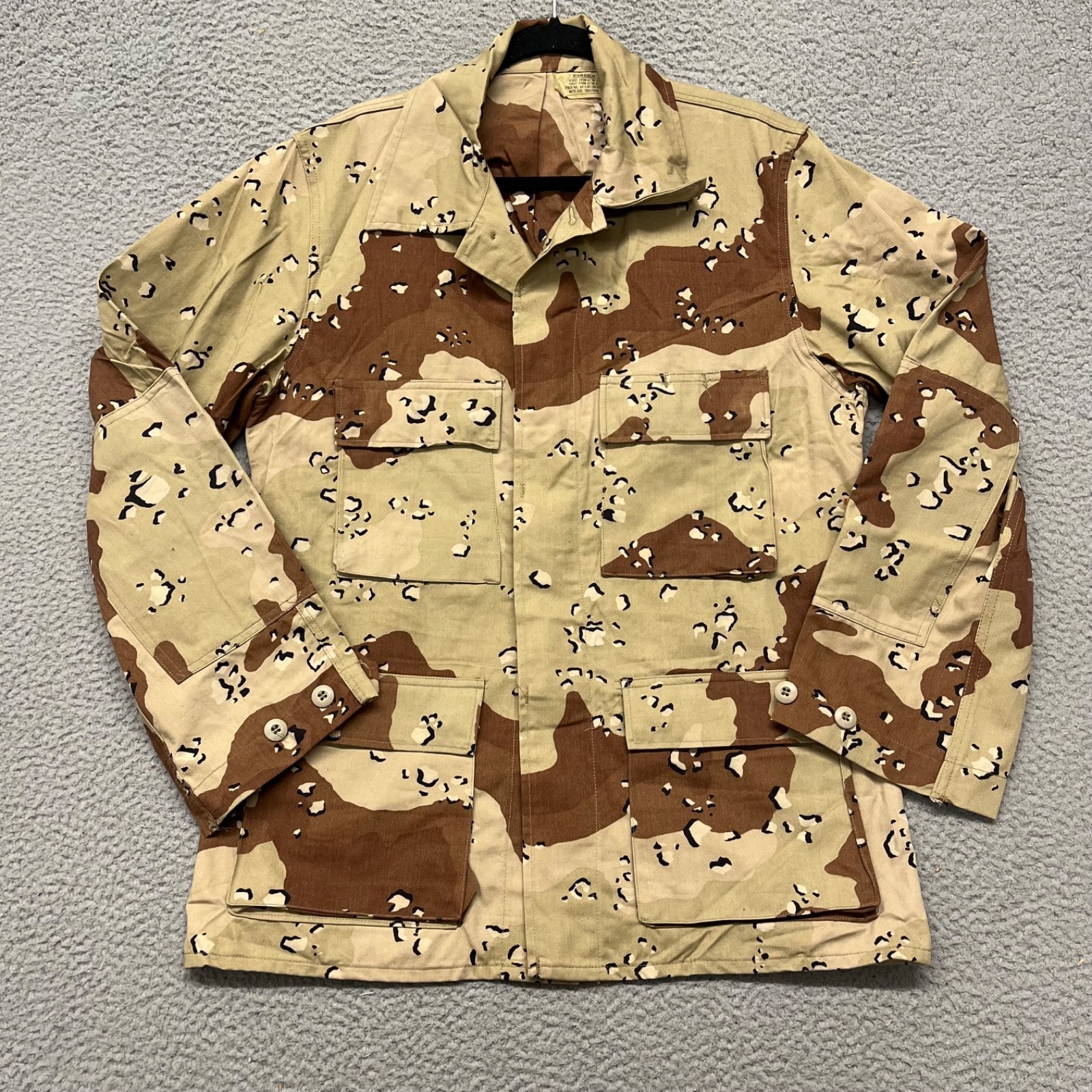 Vtg US Military Chocolate Chip Desert Camouflage Combat Jacket Coat Adult M