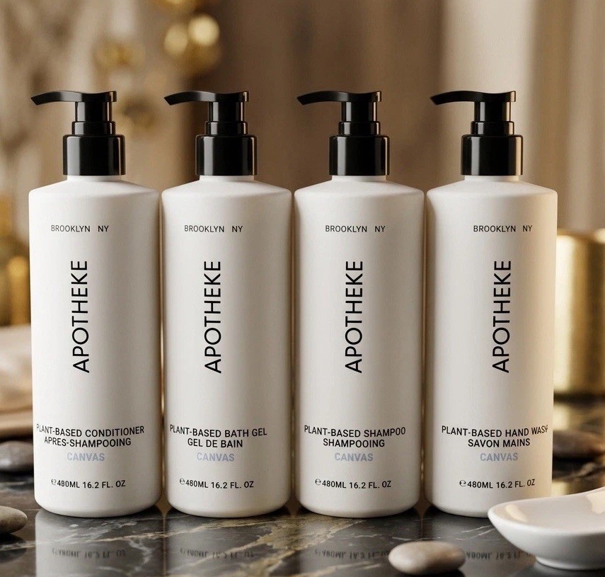 Apotheke-shampoo - conditioner-Bath Gel-hand Wash canvas  16.2 fl. oz each.