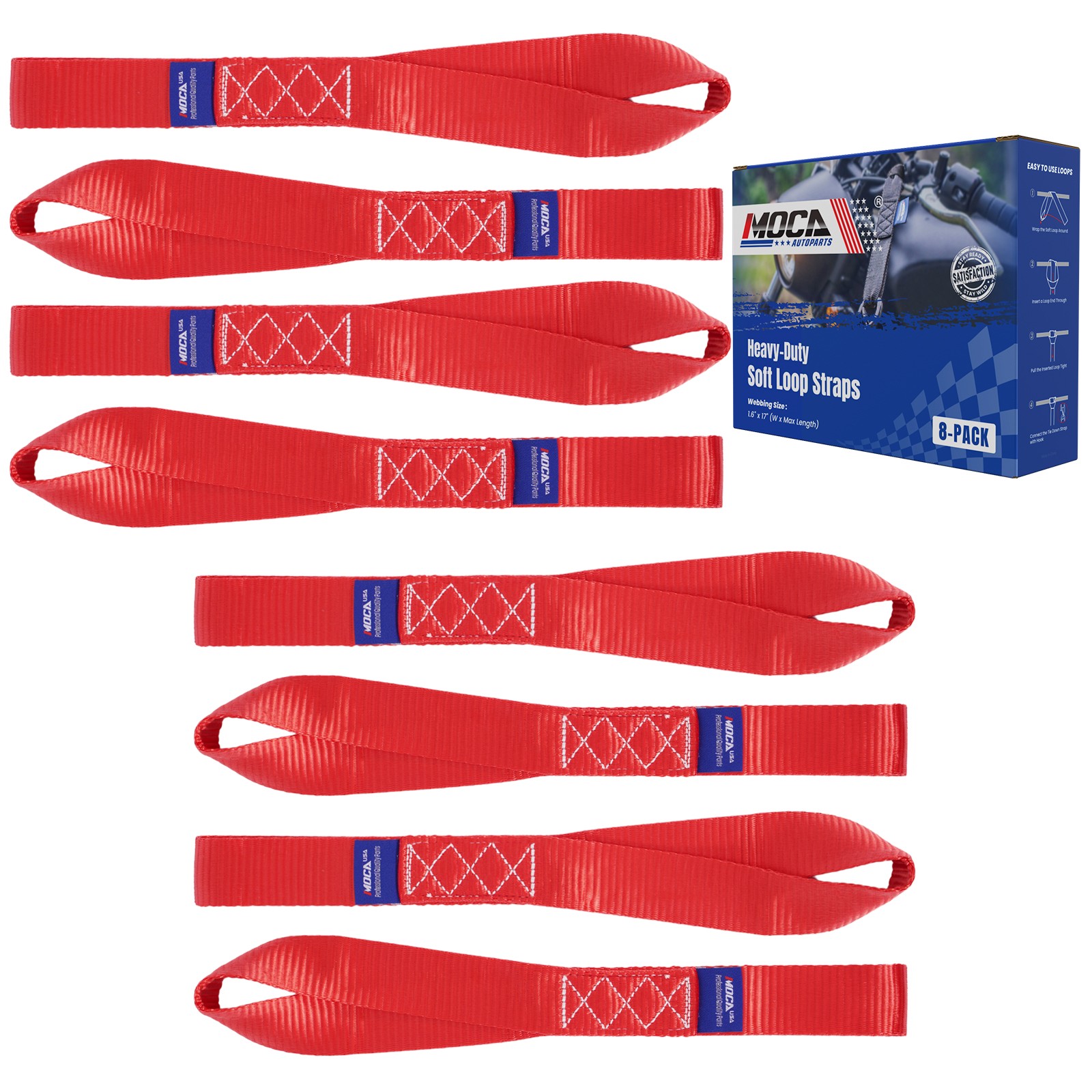 Heavy Duty Tie Down Kit - 10643 Lbs Breaking Strength Tie Down Straps 1.6" x 17'
