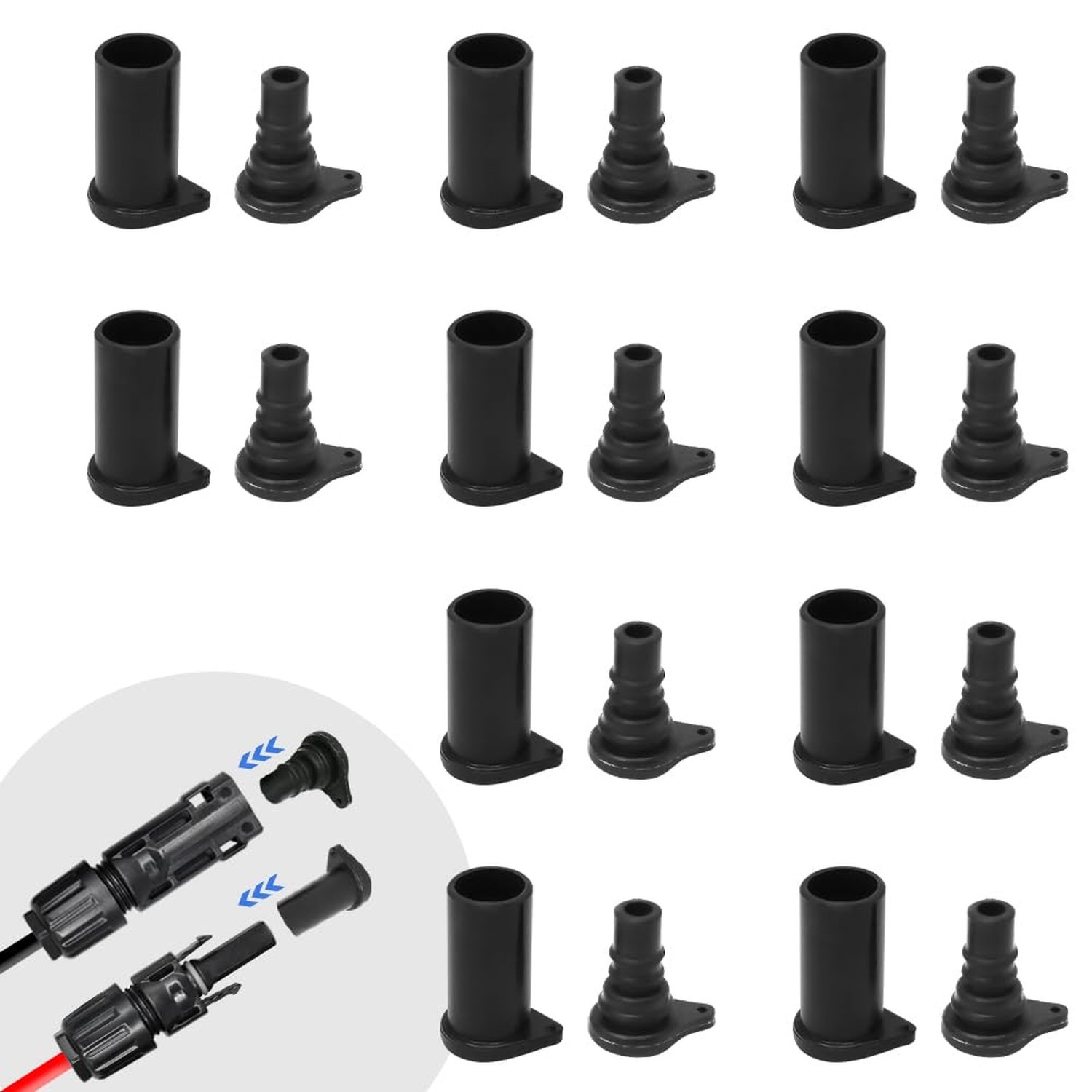 Solar Panel Connector Caps 10 Pairs, IP67 Waterproof Male and Female Cap Dust...