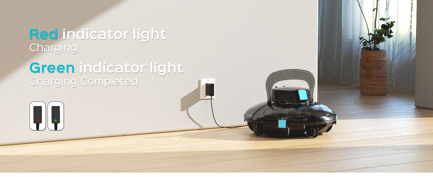 light duty transparent Cordless Robotic Pool Cleaner 538sq.ft Flat Above Ground