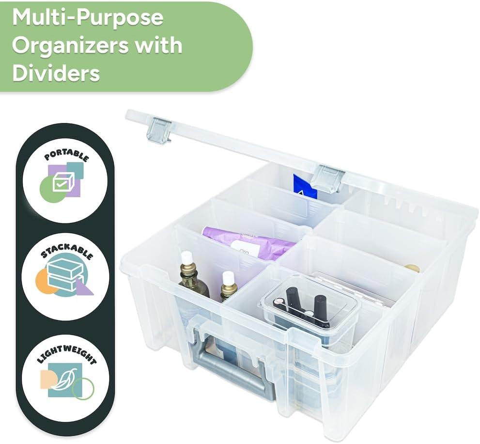 Super Satchel Double Deep Box - 8 Removable Compartments for Craft Storage