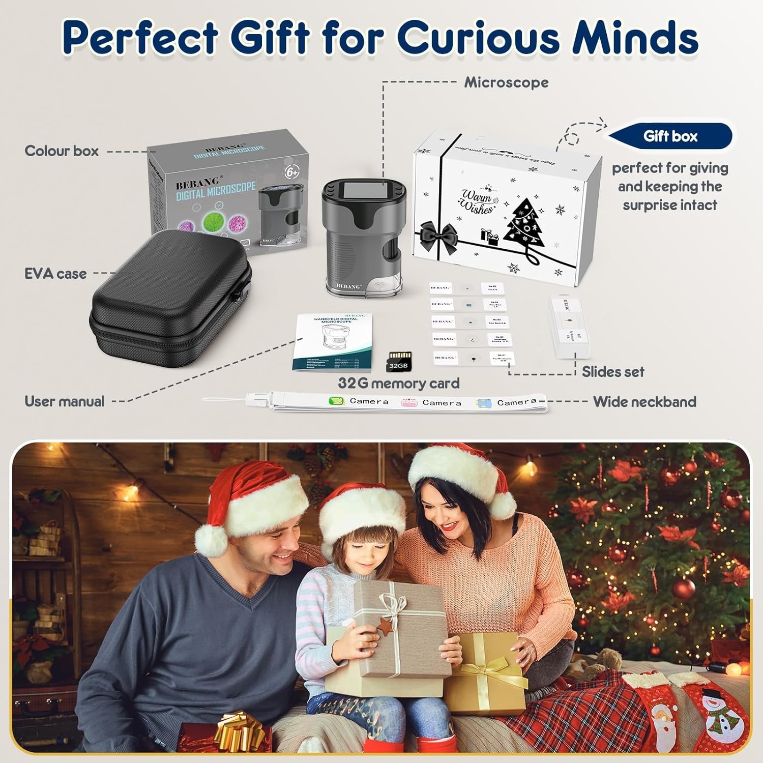 Kids Handheld Microscope 1000X Magnification Gift