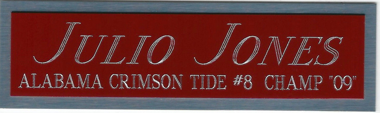 JULIO JONES ALABAMA NAMEPLATE FO AUTOGRAPHED SIGNED FOOTBALL-HELMET-JERSEY-PHOTO