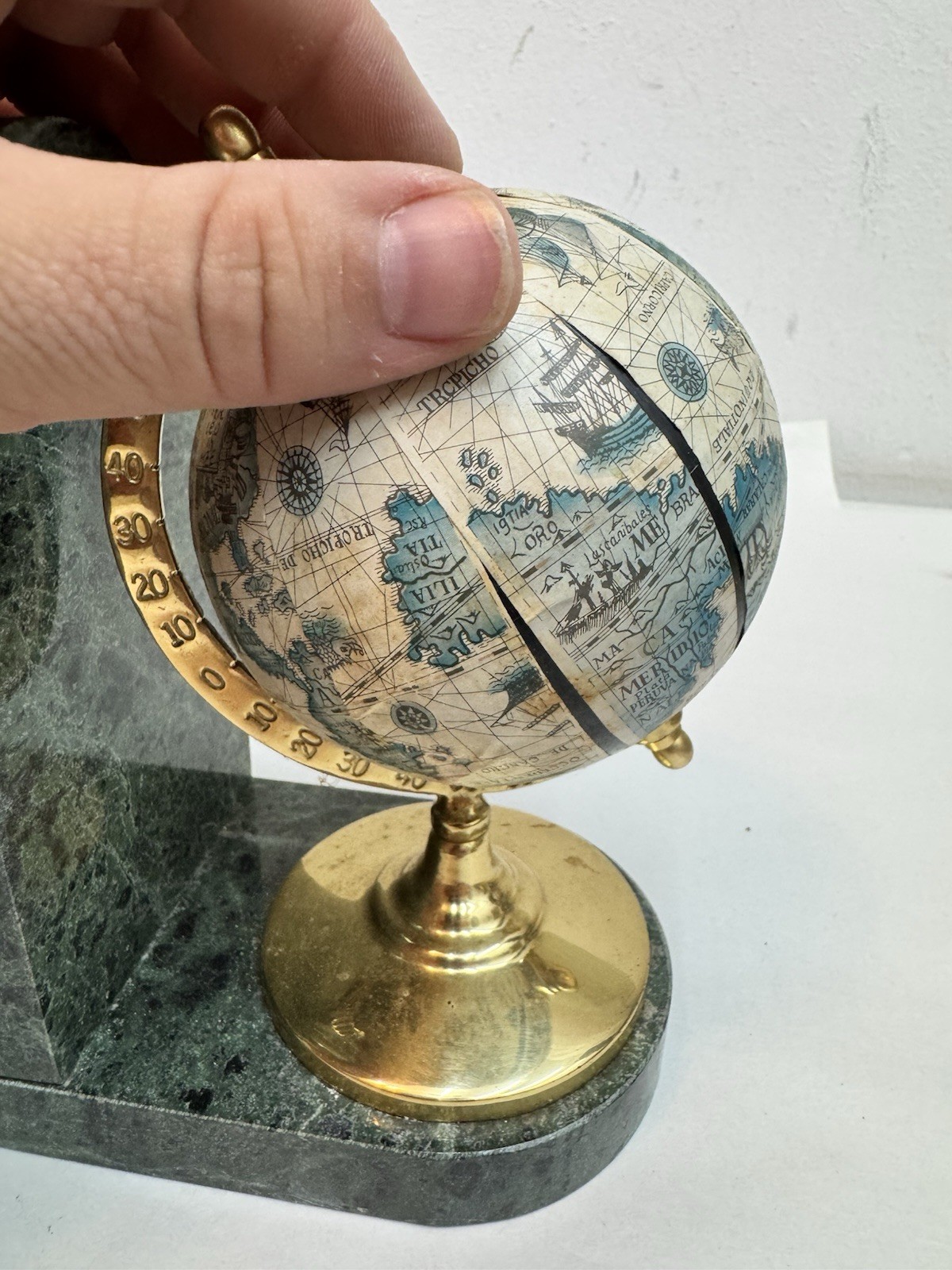 Old Globe Green Marble Book Ends