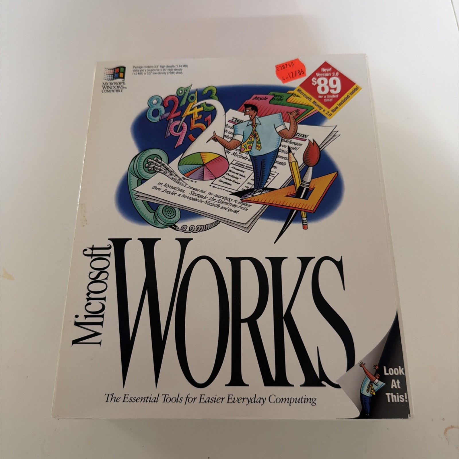 Vtg 1992 Microsoft Works 3.0 MS-DOS Series Computer Software 3.5" Floppy Disks