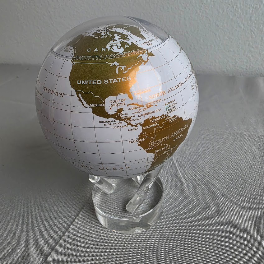 MOVA Rotating World Globe Gold Map Motion Display Desk Decor 4.5" No Power