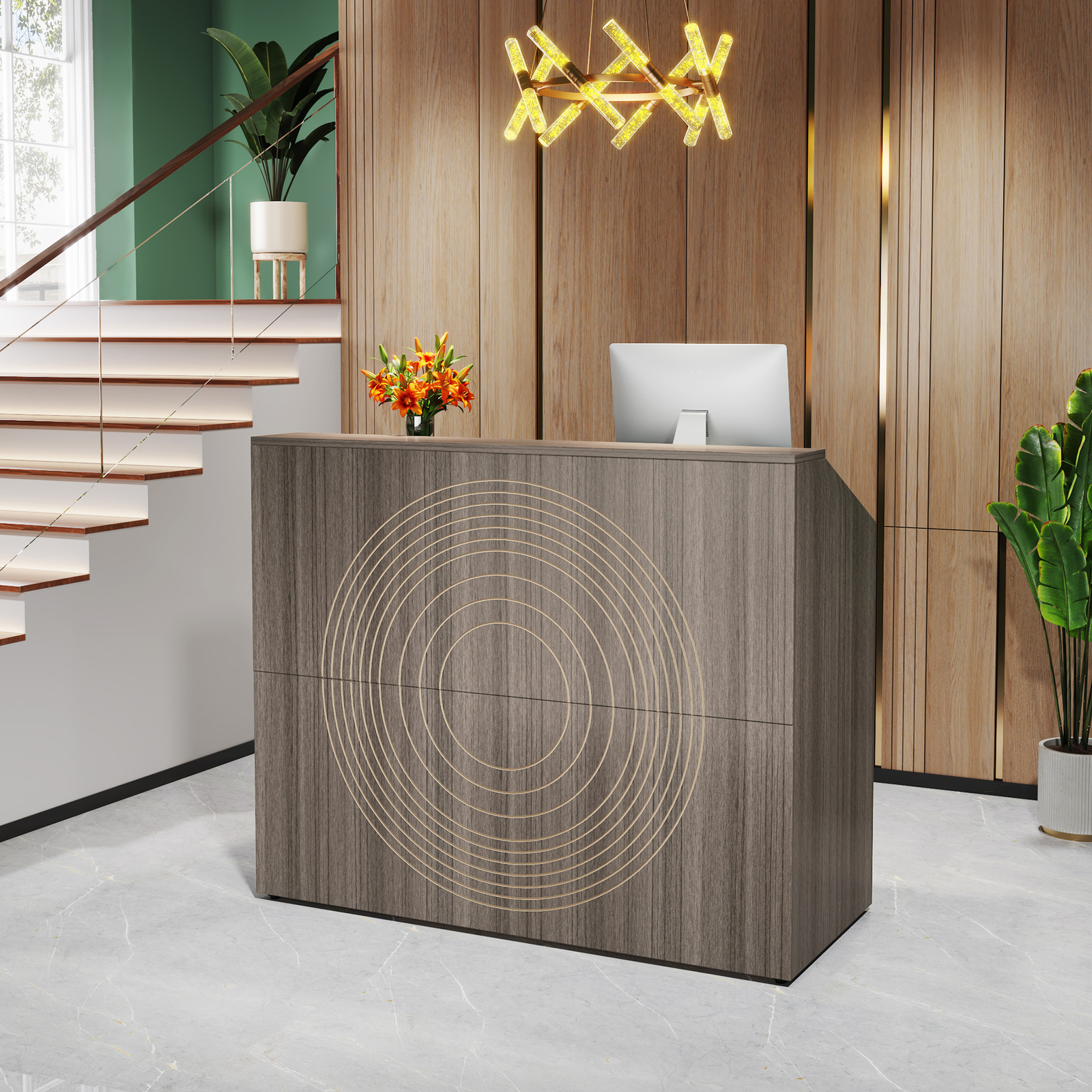 Tribesigns Reception Desk with Counter, Modern Front Desk Reception Room Table