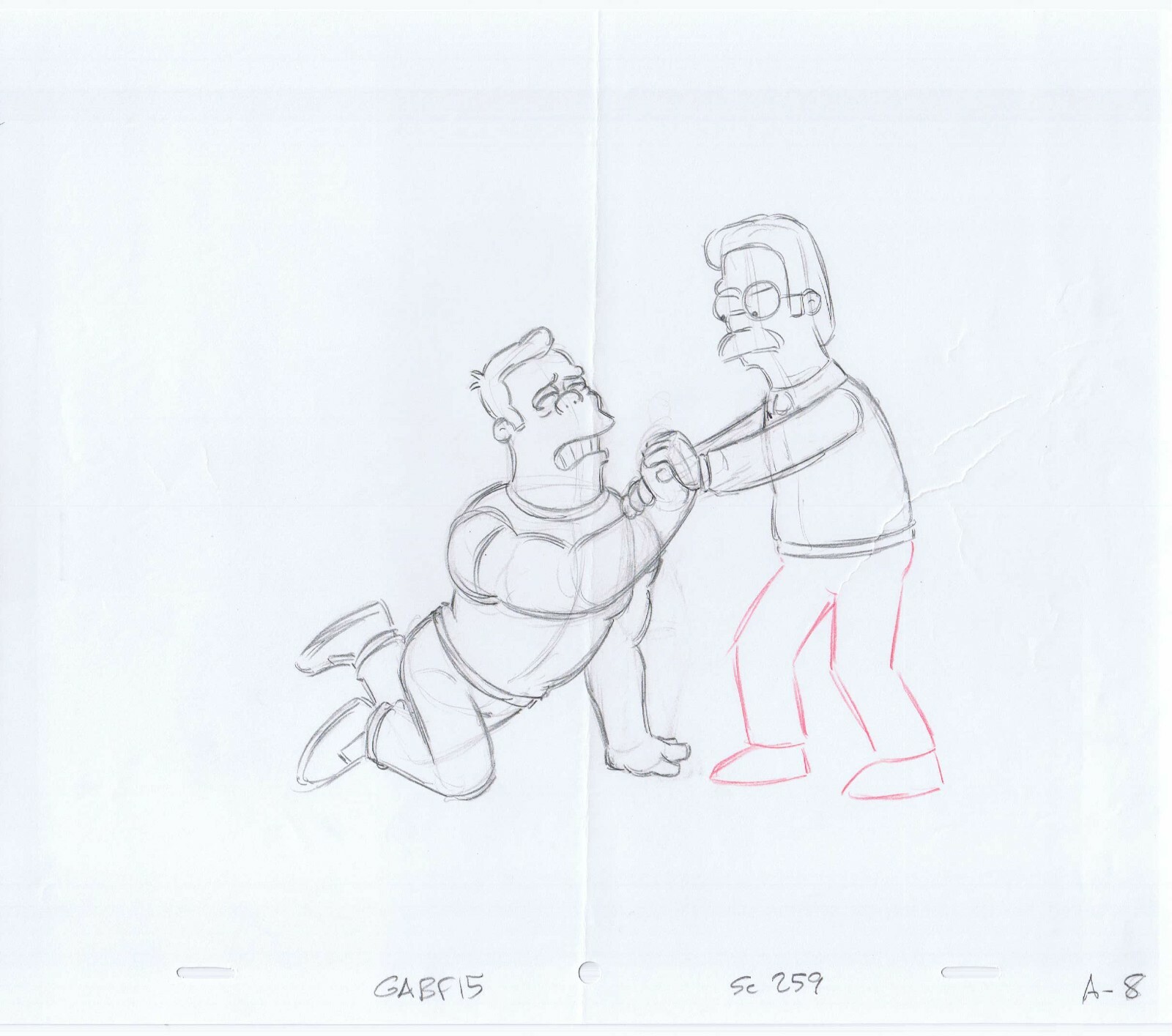 Simpsons Ned 2005 Original Art w/COA Animation Production Pencils GABF15 A-8