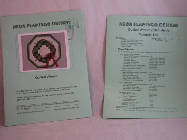 Neon Flamingo Desings Quilted Wreath - Counted Canvas Chart
