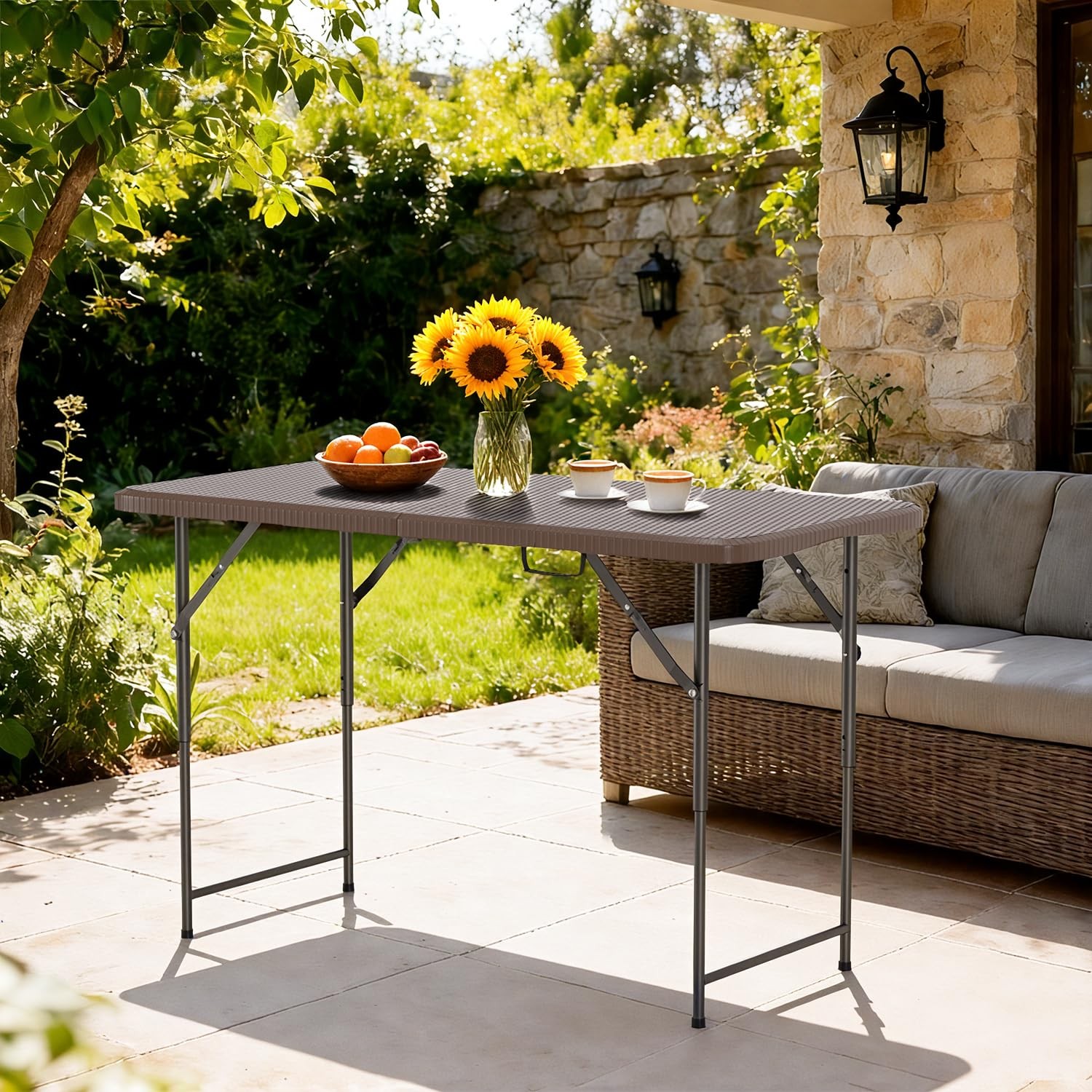 4FT Folding Table Half Portable Foldable Table Picnic Table for Office Home C...