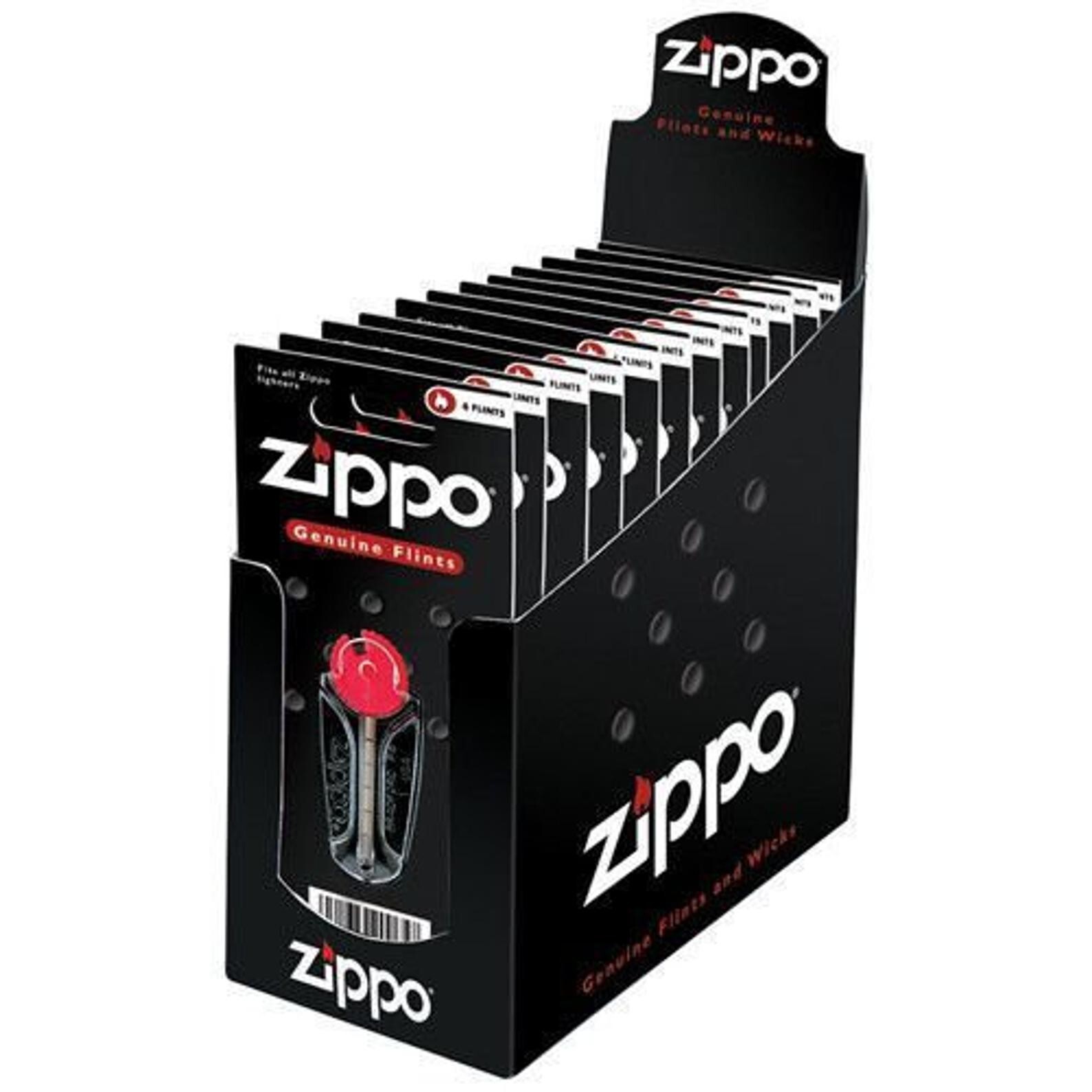 Zippo Lighter Flints w/Display 24 Packs, 6 Flints Each Pack for 144 Total Flints