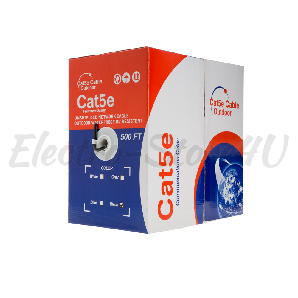 CAT5e CAT5 Outdoor Ethernet Bulk Cable 500ft 1000ft UTP FTP Direct Burial Solid