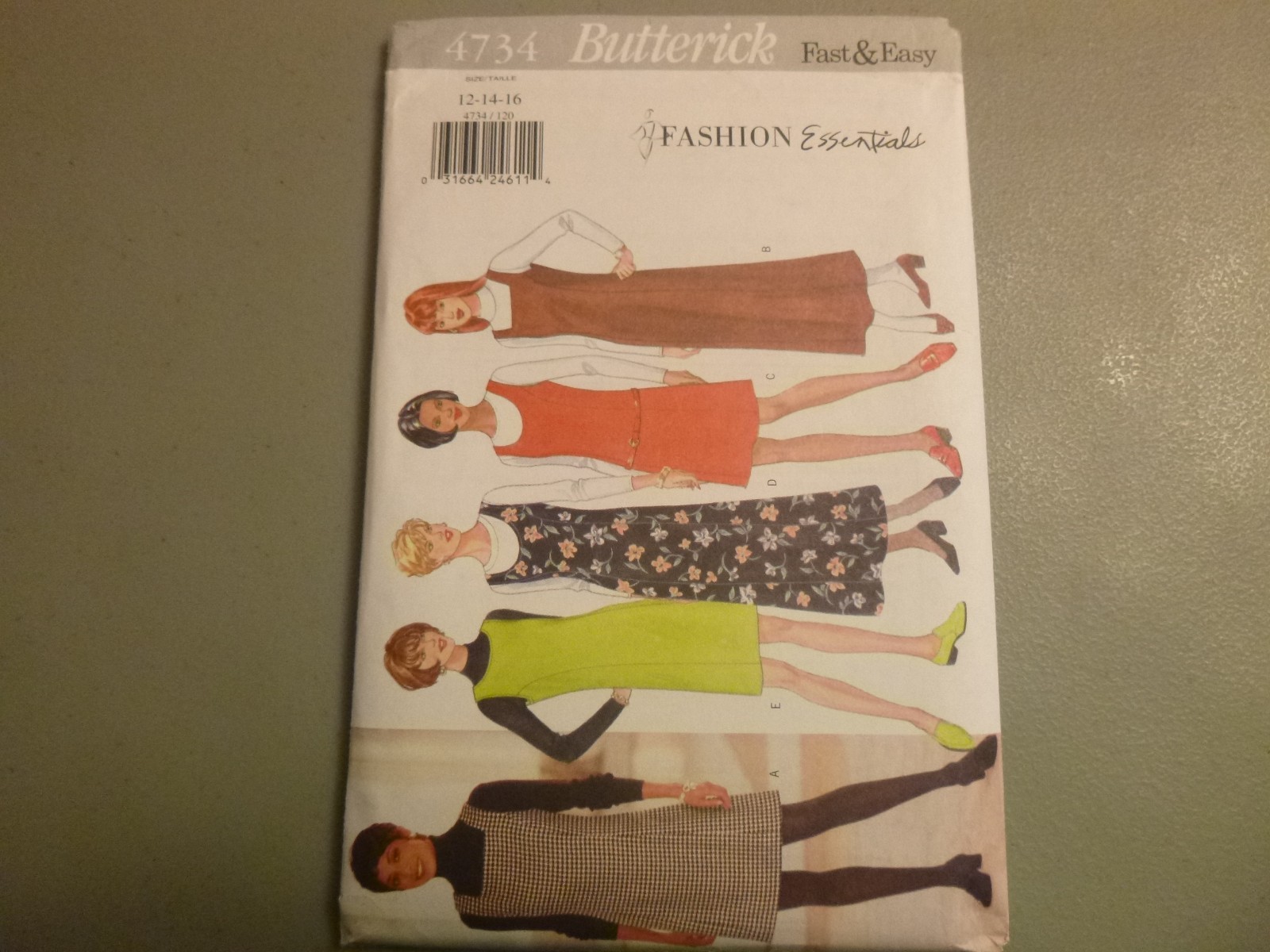 Butterick - Pattern #4734 - Misses'/Misses' Petite Jumper- Size (12-14-16)
