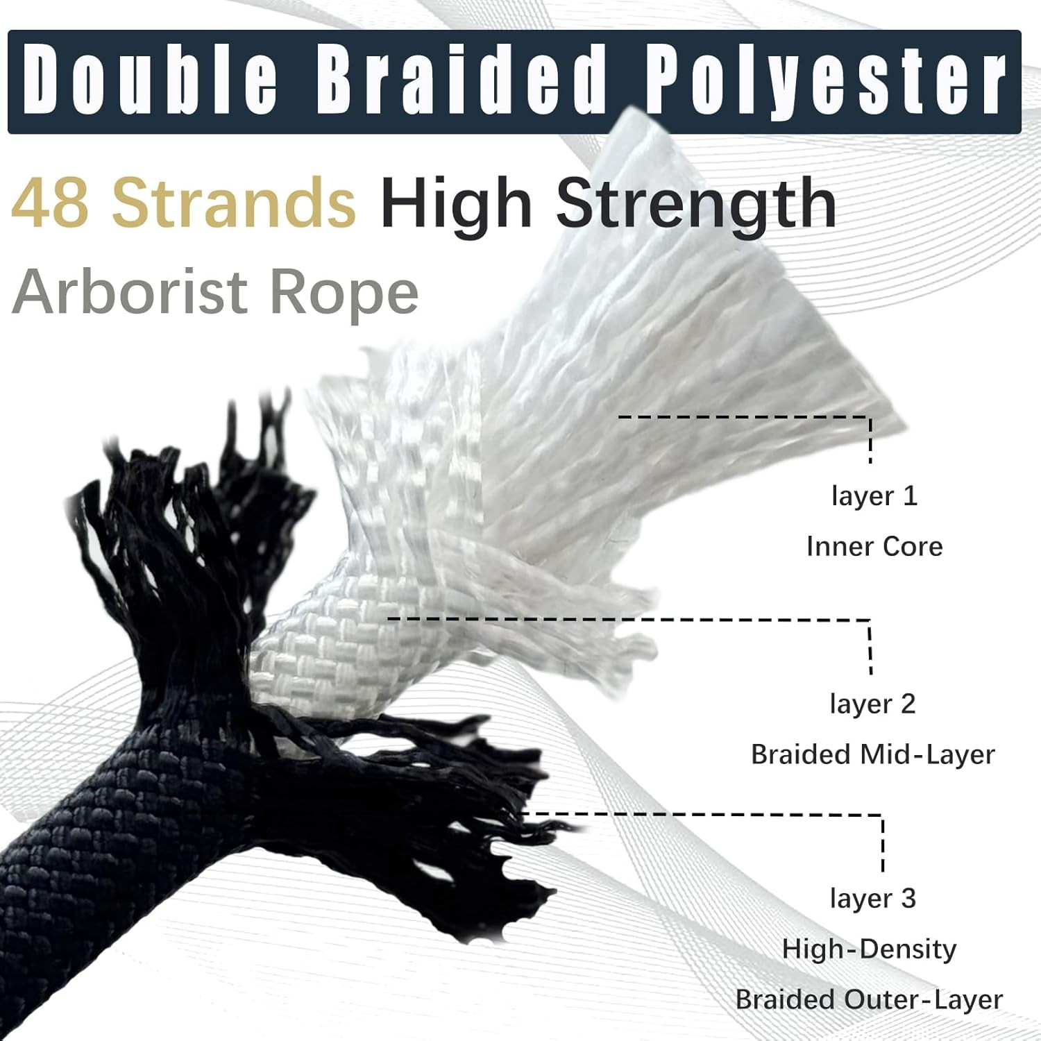 1/2 Inch Arborist Tree Pulling Rope - 100 Feet Tree Swing Rope for Rigging