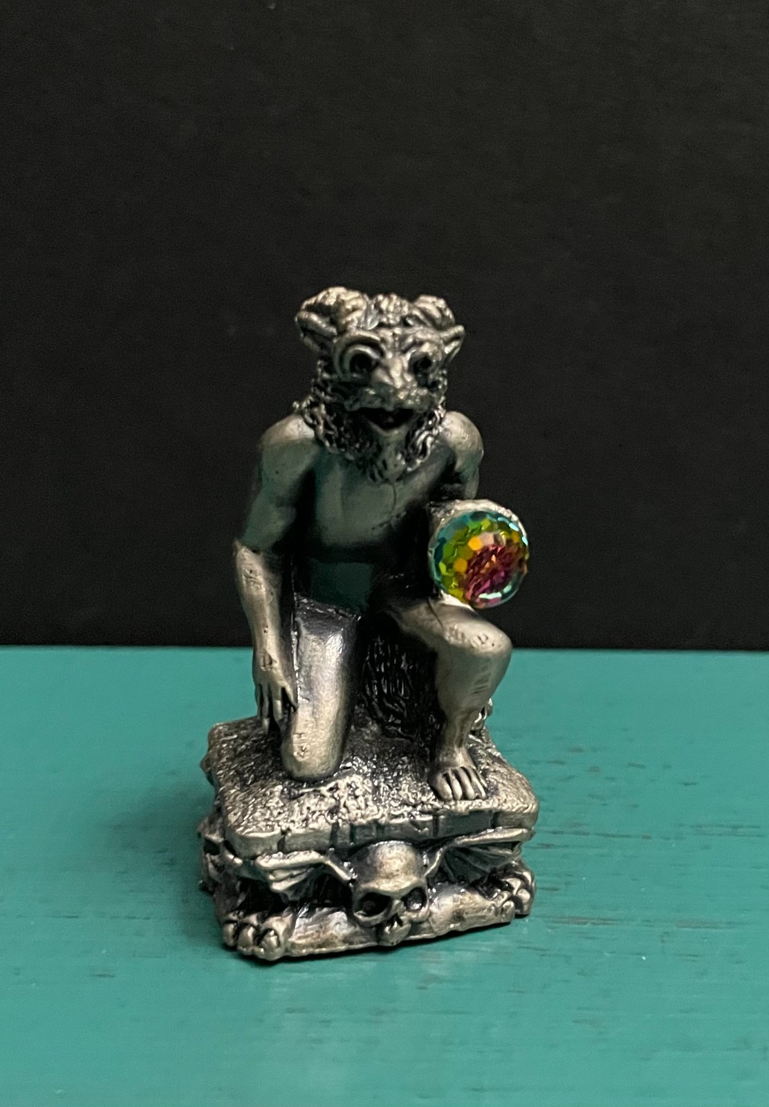 Gorham Tudor Mint Pewter Demon Beast Creature Magic Crystal Chess Figurine D&D