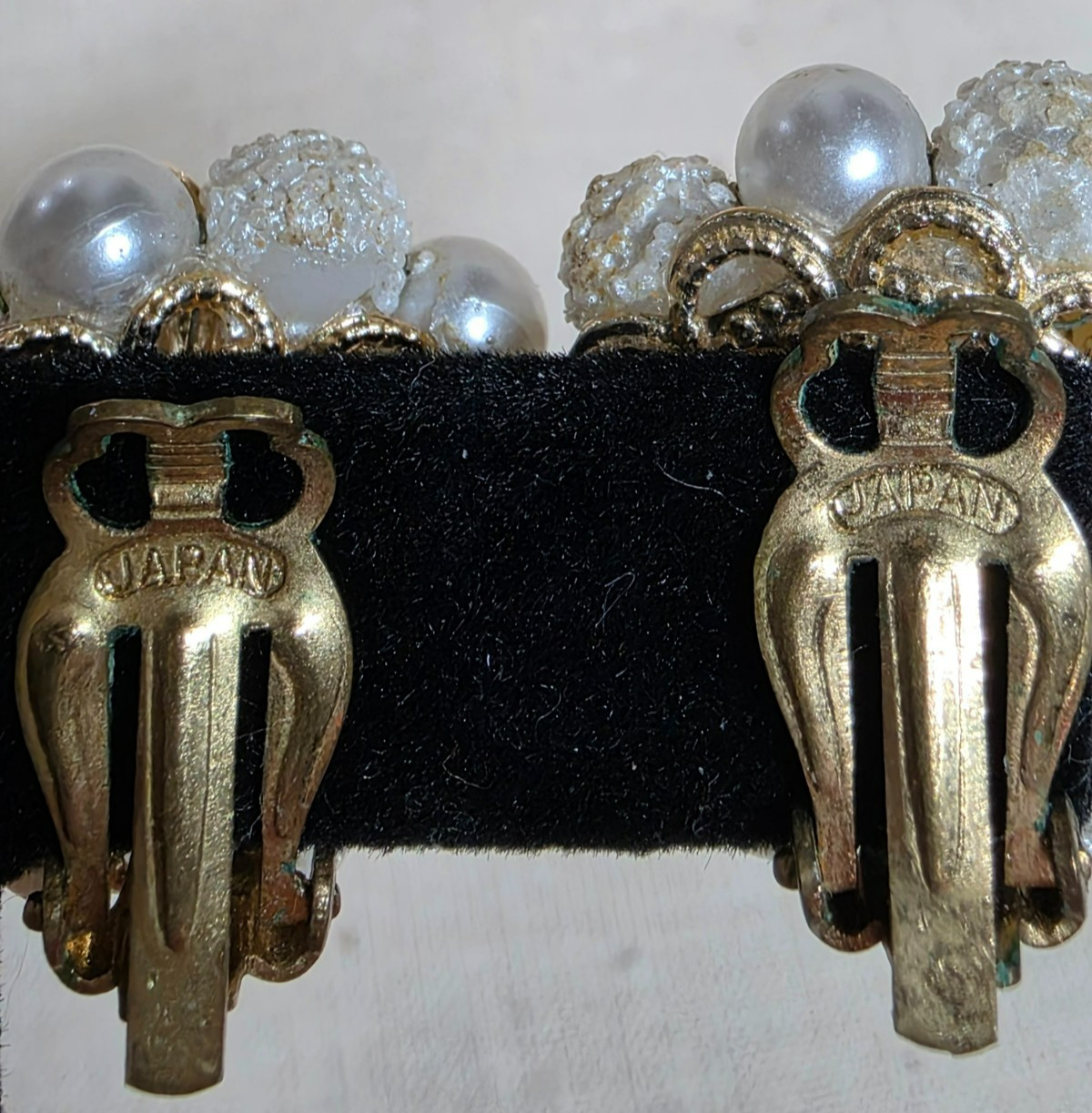 Vintage Clip-on Earrings Two Pair Faux Pearl Marked