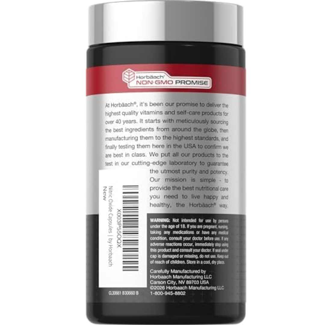 Nitric Oxide Beet Root Capsules | With Nitrates | 180 Count | by Horbaach