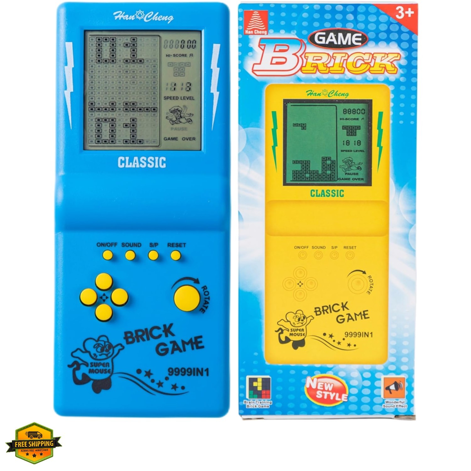 Retro Handheld Brick Game Console,Tank/Racing/Building Block Game,3.5-inch La...