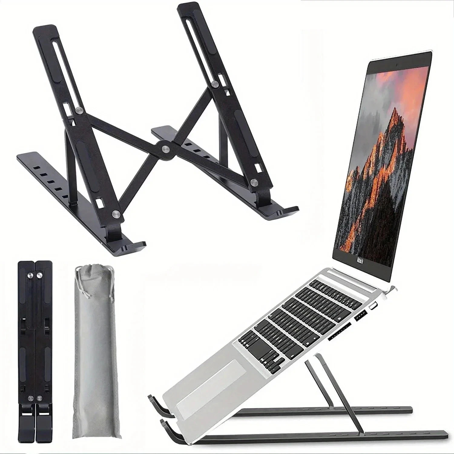 Foldable Adjustable Height Laptop Stand Portable Notebook Computer Holder Desk