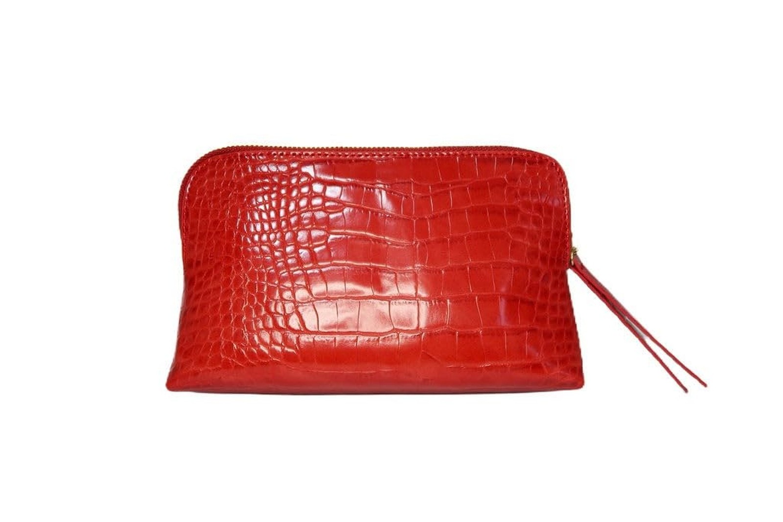 Crimson Rêve Crocodile Cosmetic Bag – Elegant Red Makeup Organizer wi