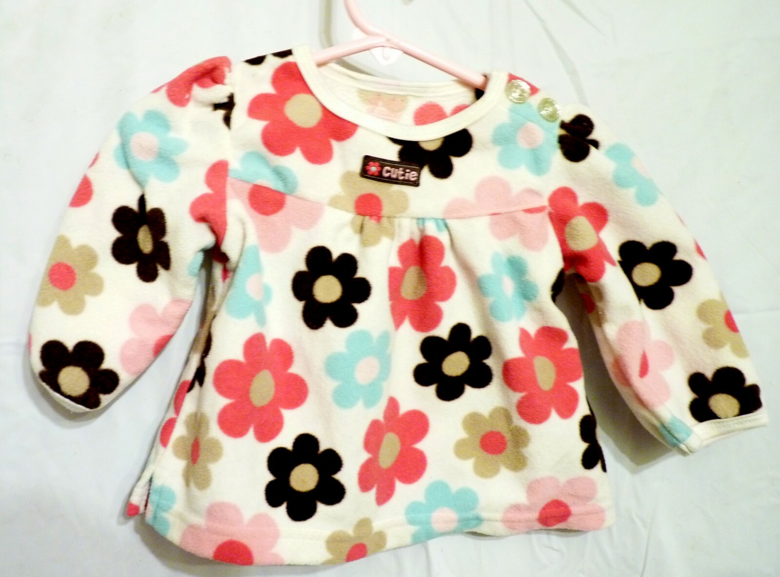 Child of Mine Longsleeve Floral Top, Hot Pink, Aqua, Browns 3-6 months
