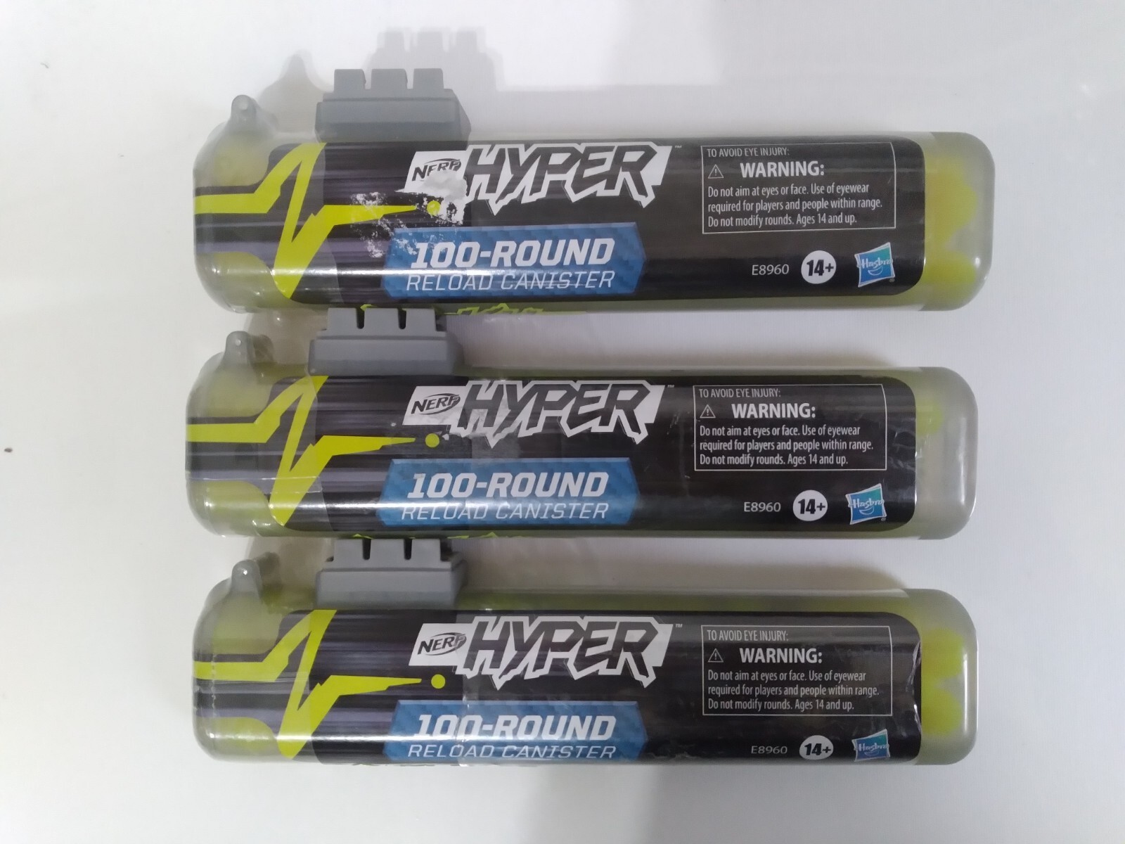 3X Nerf Hyper 100 Round Capacity Reload Canister  . Free Shipping