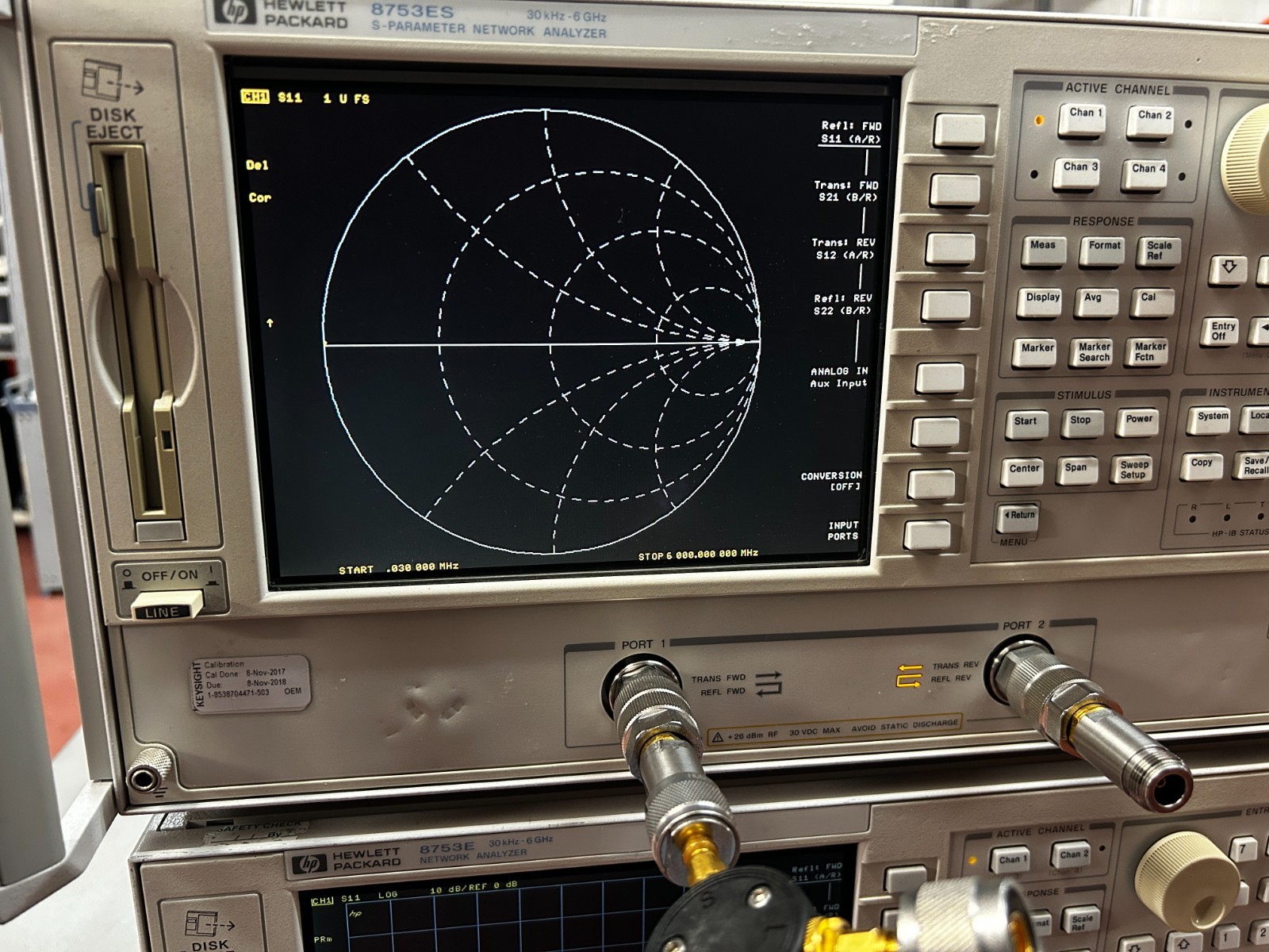 Hewlett Packard 8753ES, S-Parameter Network Analyzer, 30kHz-6GHz, 002, 006 & 010