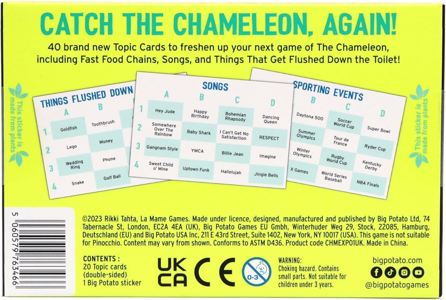 the Chameleon Board Game Expansion Pack